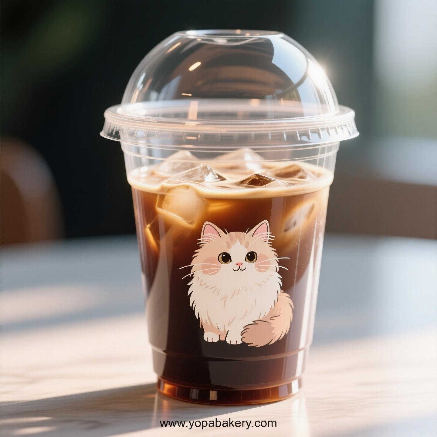 Persian cat Themed Clear Plastic Cups - Disposable PP & PET Coffee Cups with Lids