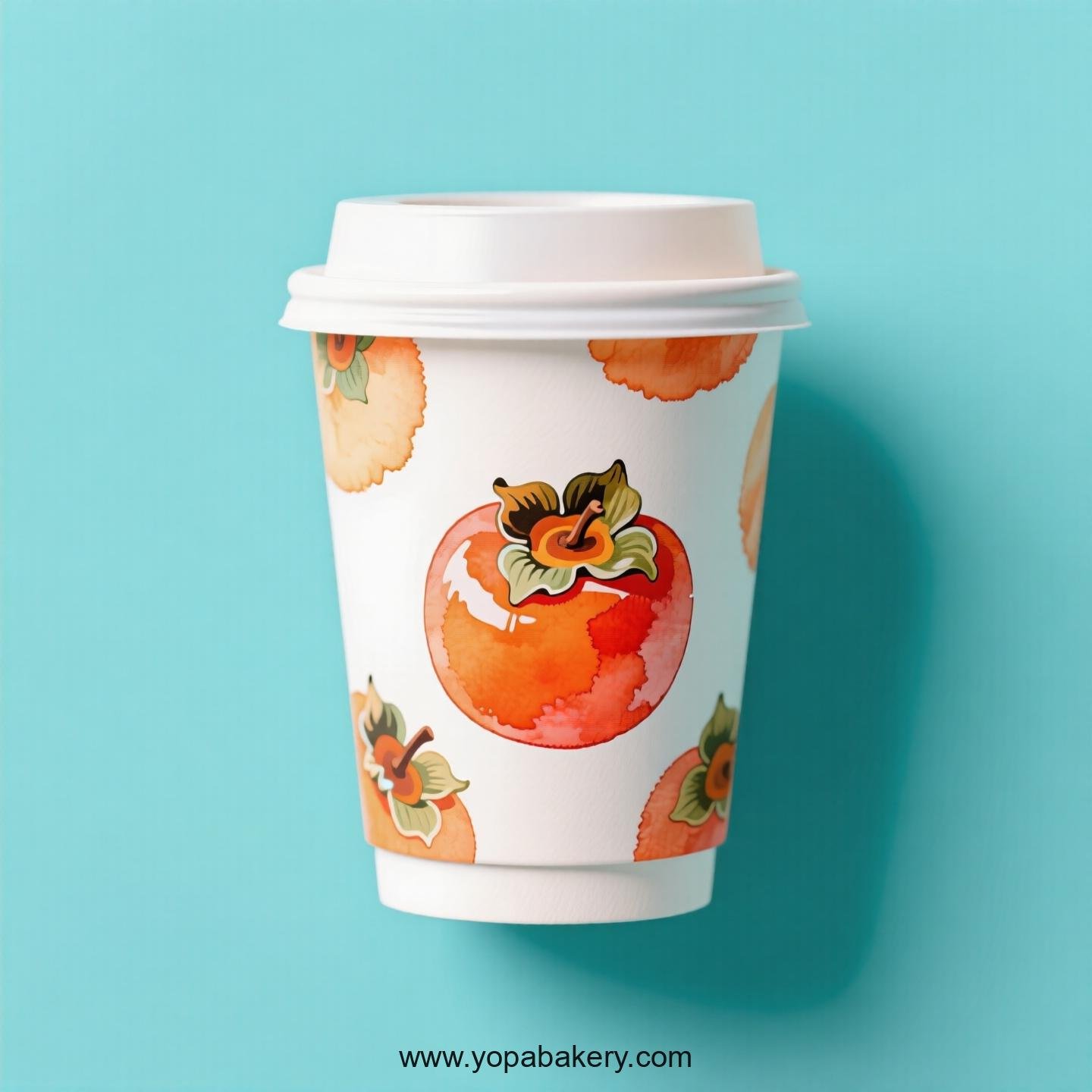 Persimmon Design Paper Coffee Cups Factory: 4-24 oz Custom Logo