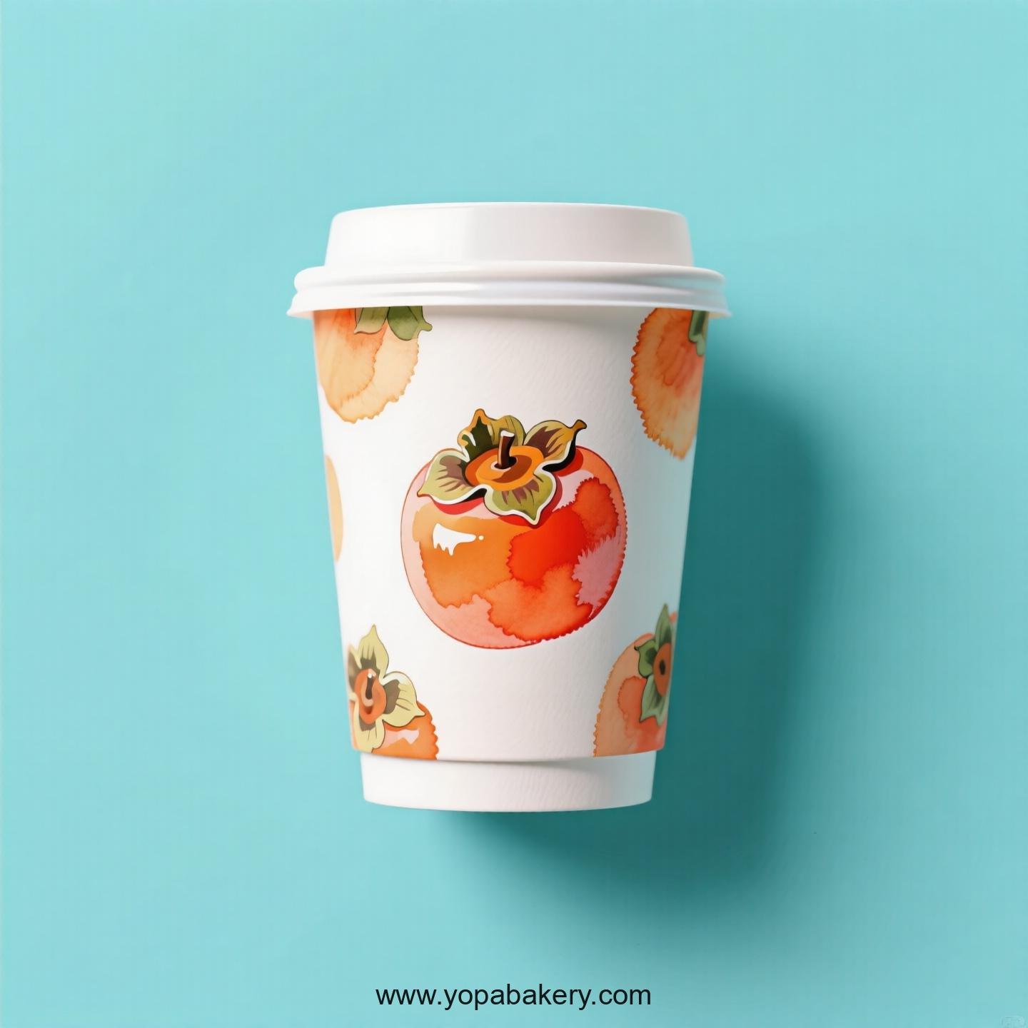 Persimmon Design Paper Coffee Cups Factory: 4-24 oz Custom Logo