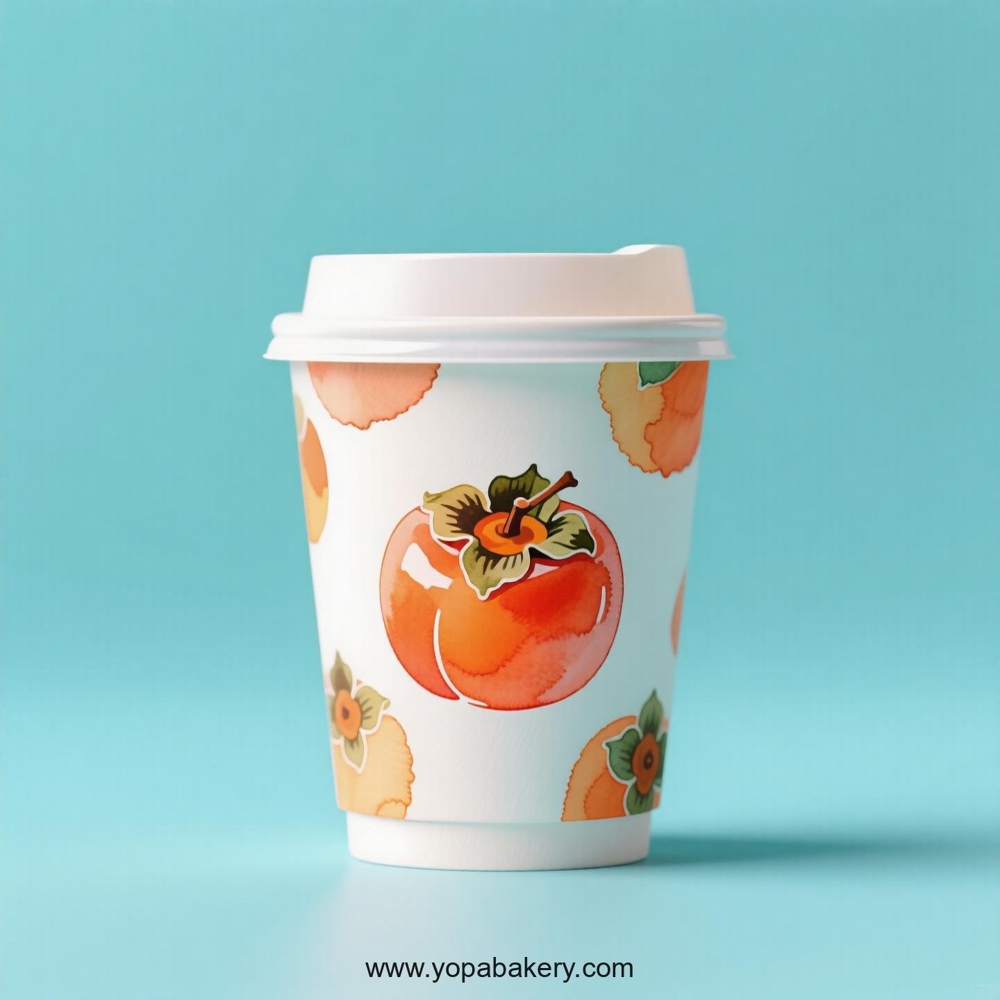 Persimmon Design Paper Coffee Cups Factory: 4-24 oz Custom Logo