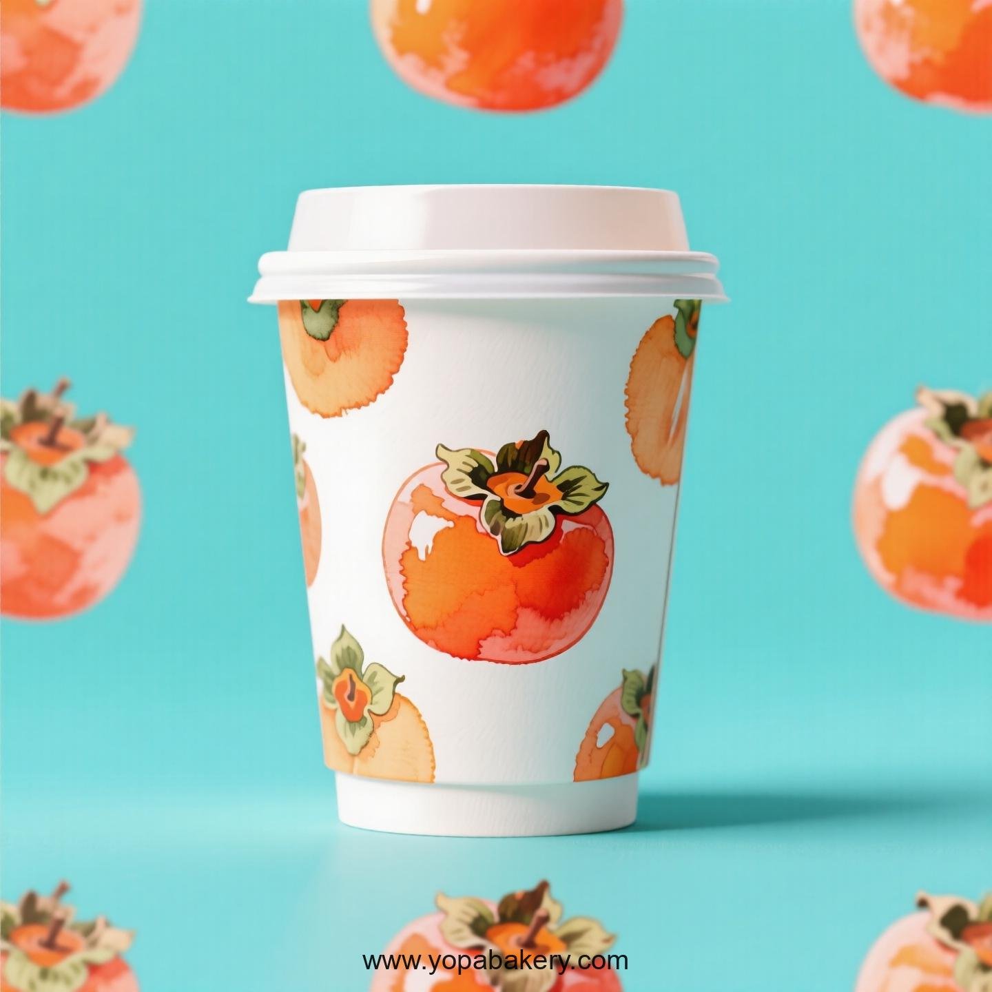 Persimmon Design Paper Coffee Cups Factory: 4-24 oz Custom Logo Persimmon Design Paper Coffee Cups Factory: 4-24 oz Custom Logo