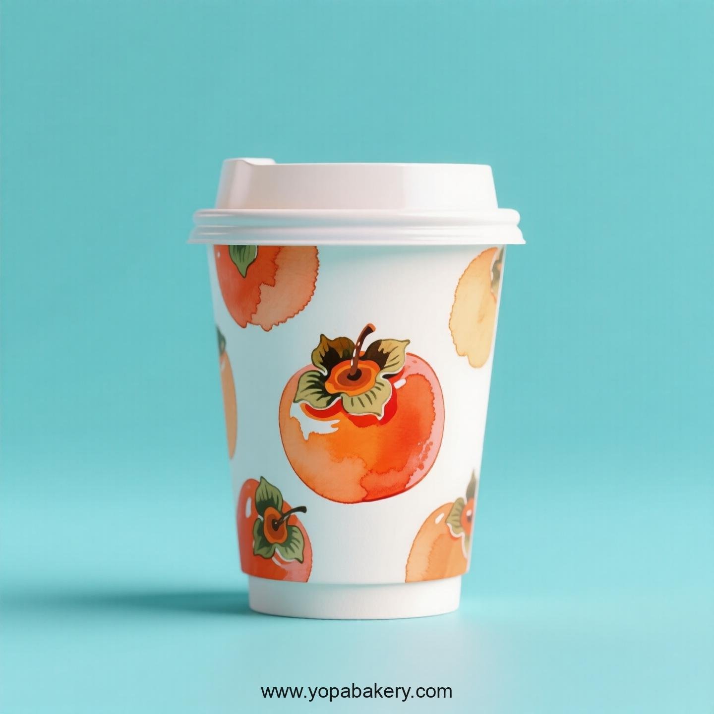 Persimmon Design Paper Coffee Cups Factory: 4-24 oz Custom Logo