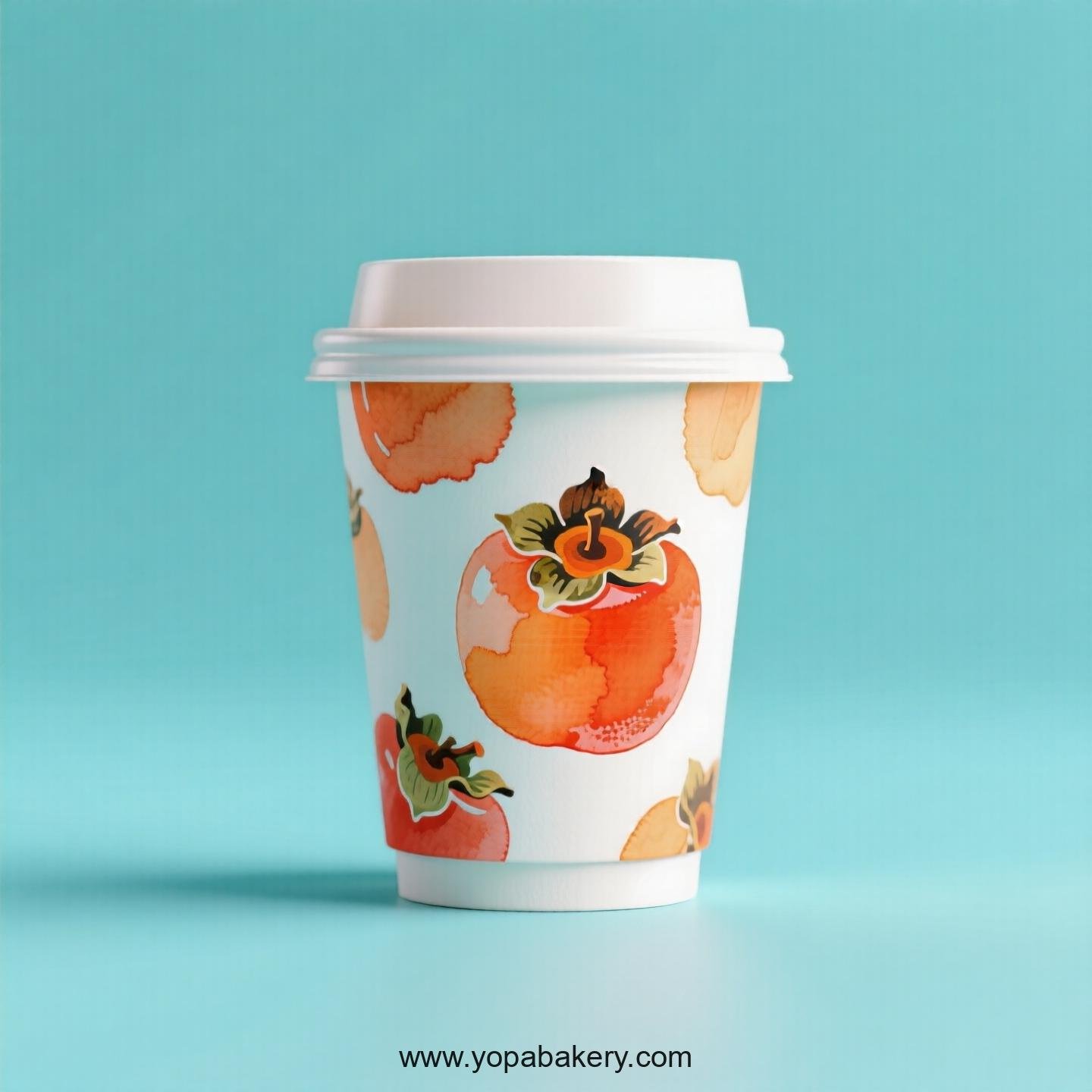 Persimmon Design Paper Coffee Cups Factory: 4-24 oz Custom Logo