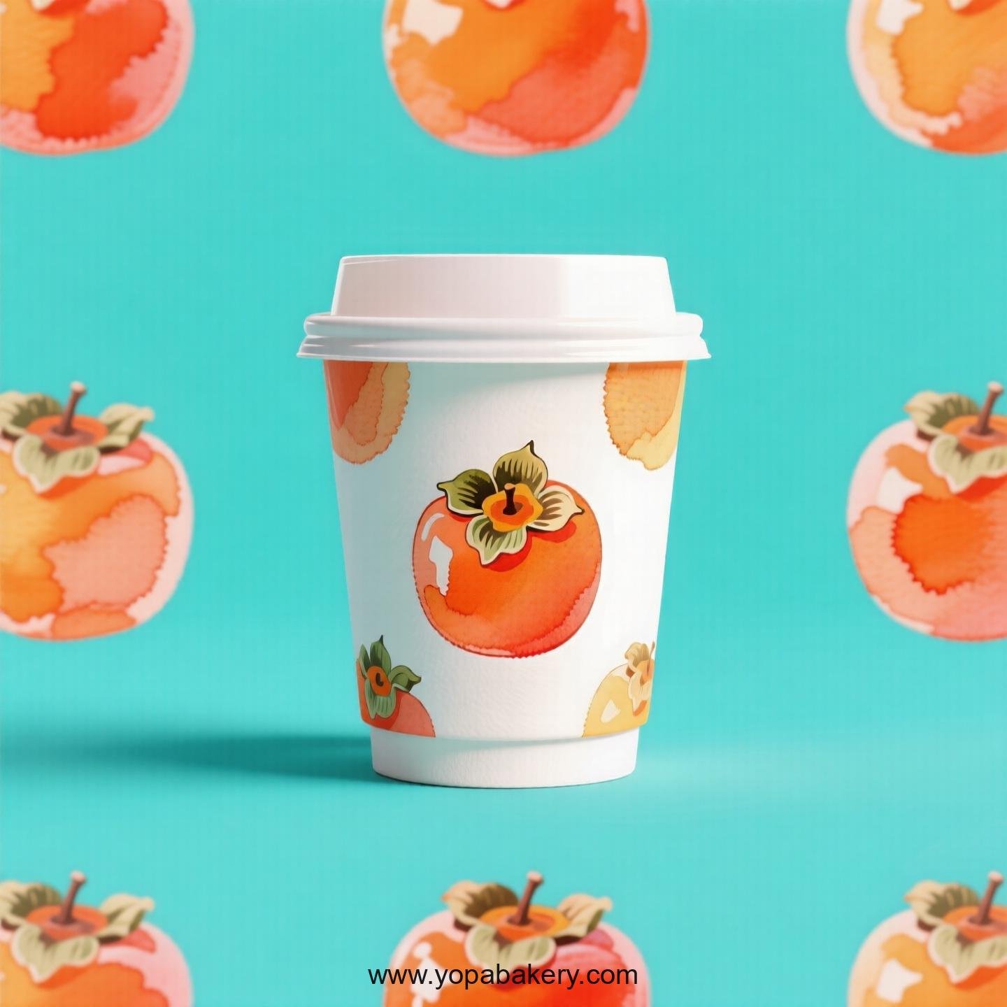 Persimmon Design Paper Coffee Cups Factory: 4-24 oz Custom Logo