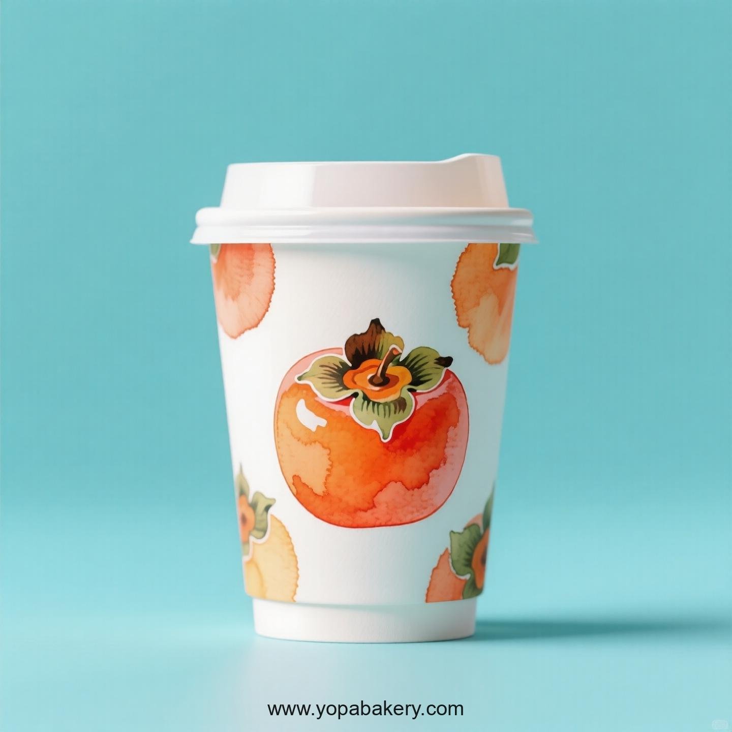 Persimmon Design Paper Coffee Cups Factory: 4-24 oz Custom Logo