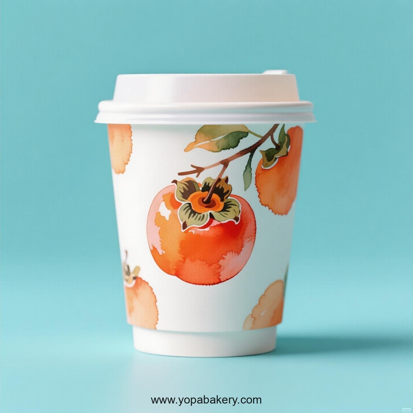 Persimmon Design Paper Coffee Cups Factory: 4-24 oz Custom Logo