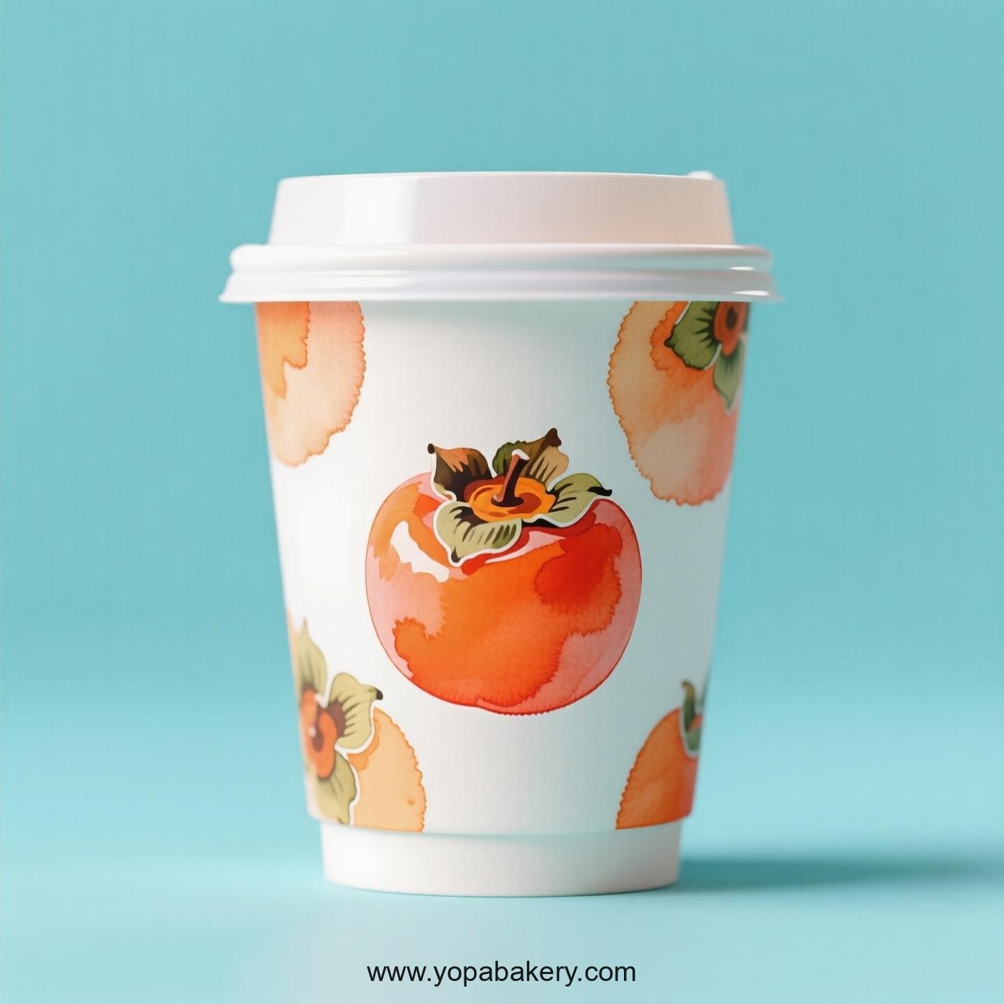 Persimmon Design Paper Coffee Cups Factory: 4-24 oz Custom Logo