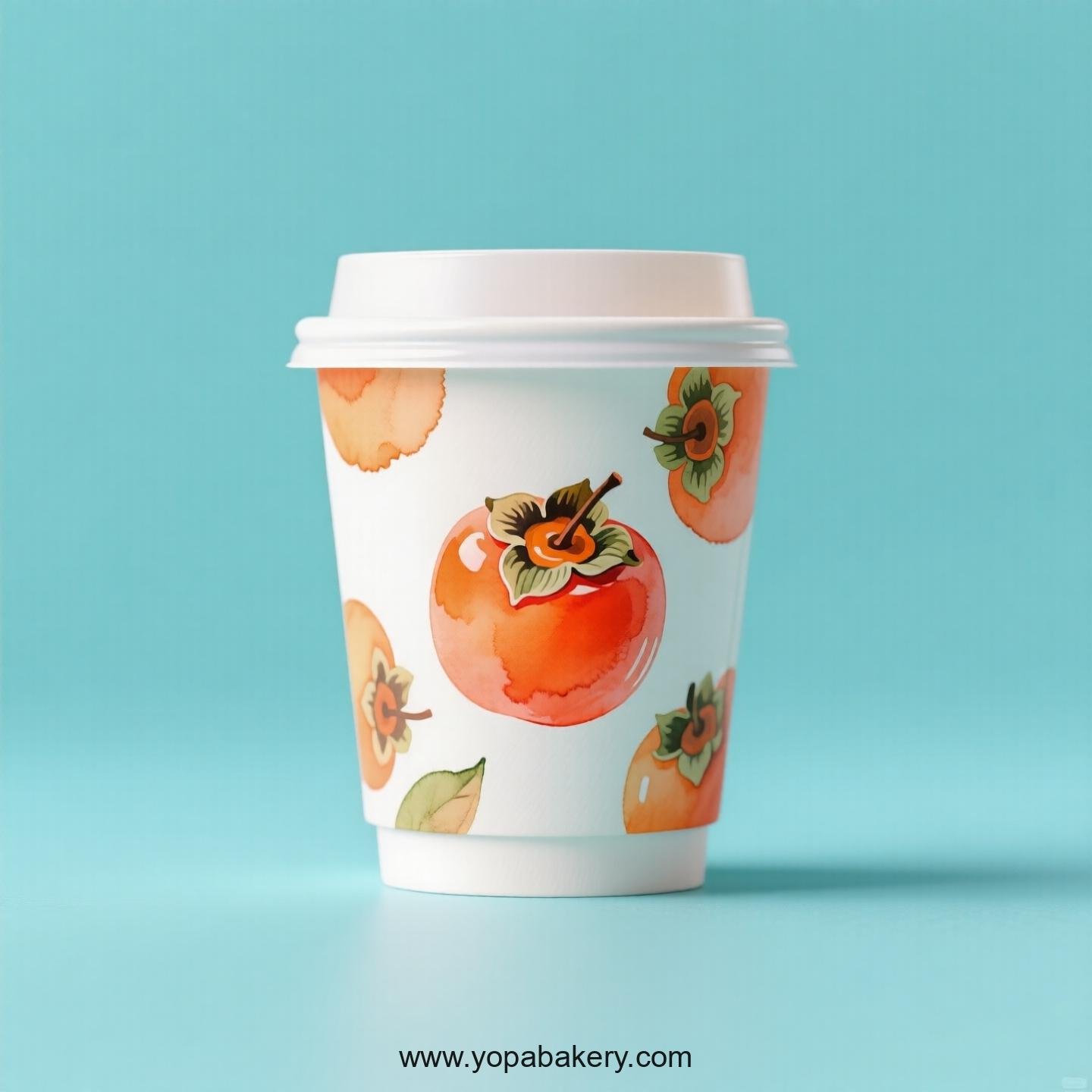 Persimmon Design Paper Coffee Cups Factory: 4-24 oz Custom Logo