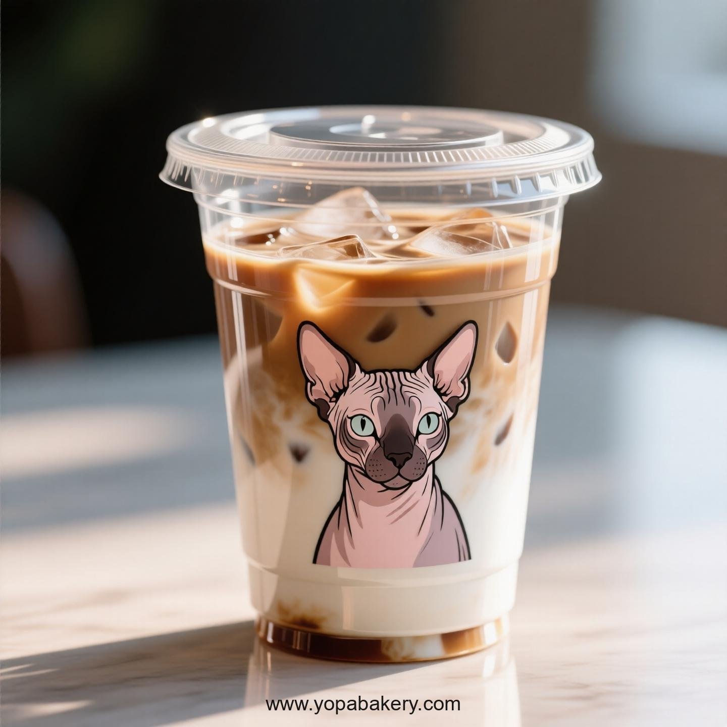 Peterbald cat Themed Clear Plastic Cups - Disposable PP & PET Coffee Cups with Lids