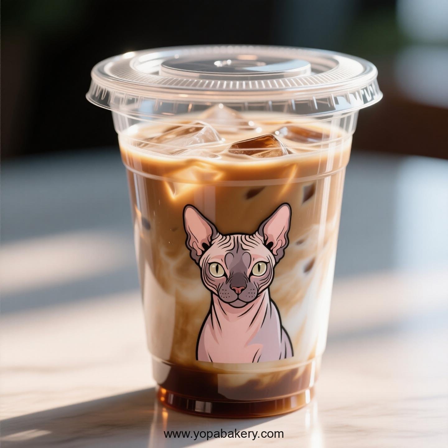 Peterbald cat Themed Clear Plastic Cups - Disposable PP & PET Coffee Cups with Lids
