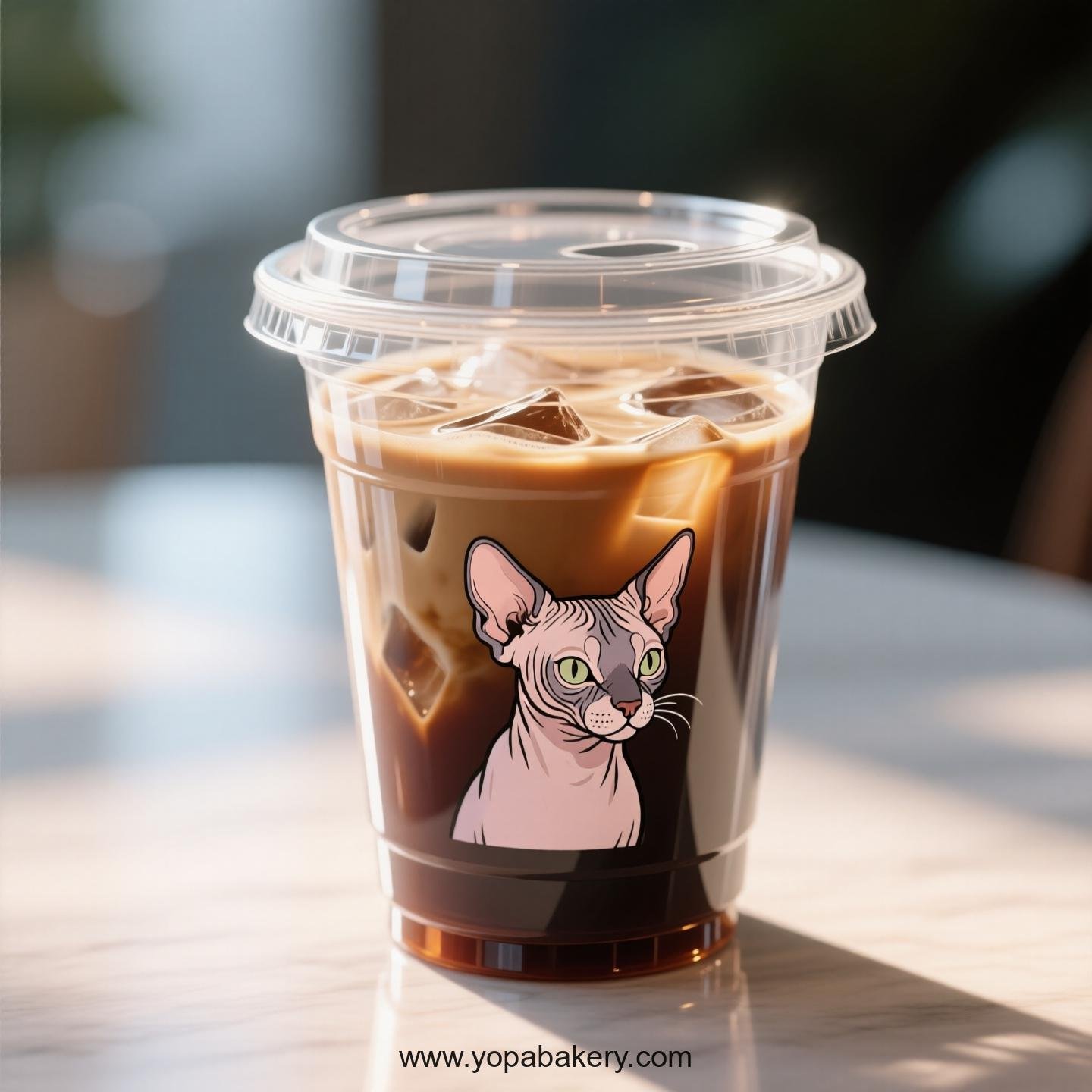 Peterbald cat Themed Clear Plastic Cups - Disposable PP & PET Coffee Cups with Lids