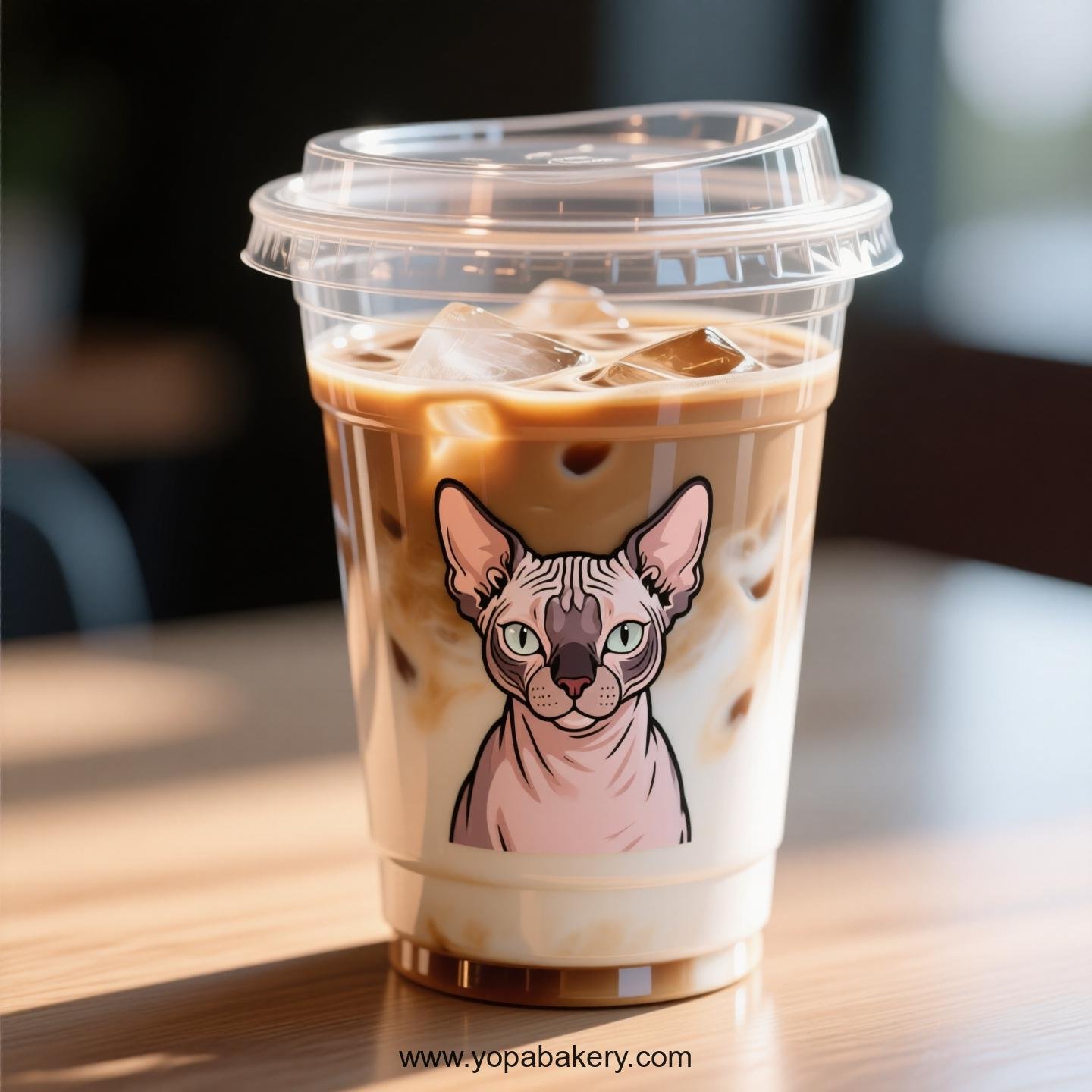 Peterbald cat Themed Clear Plastic Cups - Disposable PP & PET Coffee Cups with Lids