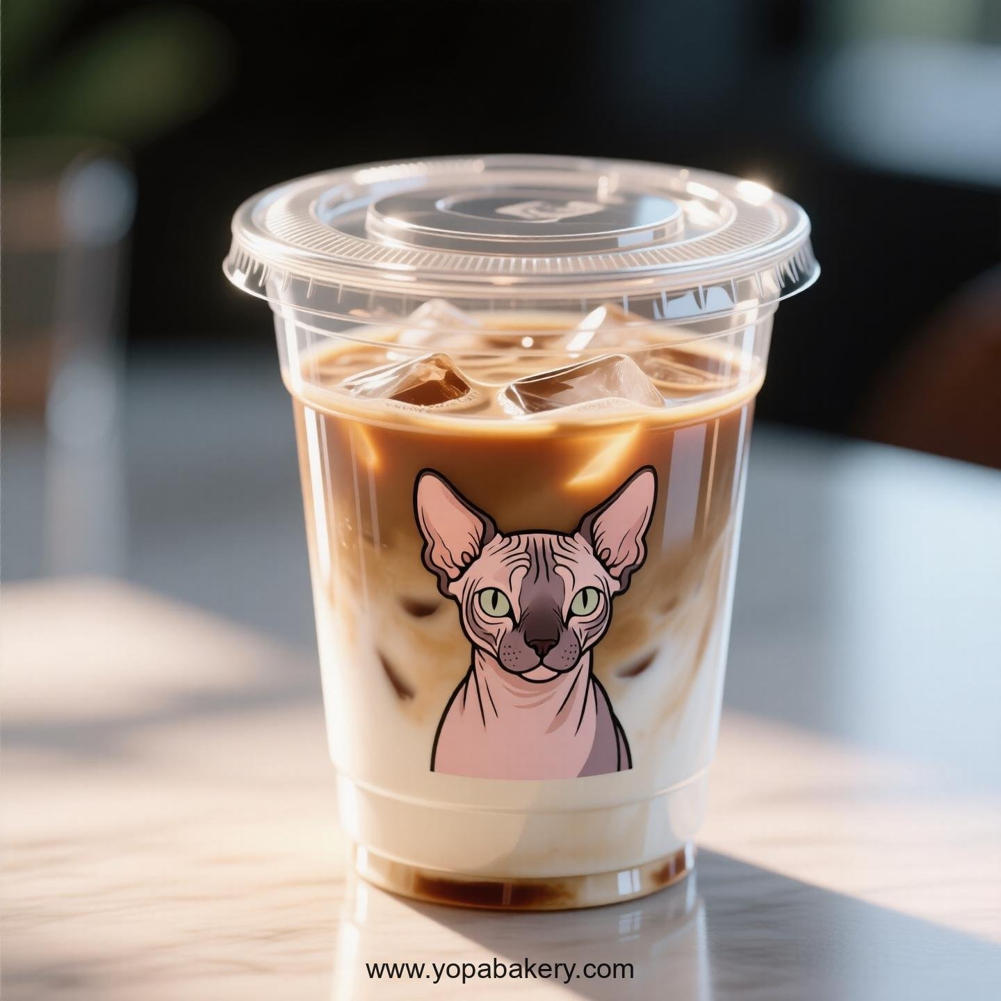 Peterbald cat Themed Clear Plastic Cups - Disposable PP & PET Coffee Cups with Lids
