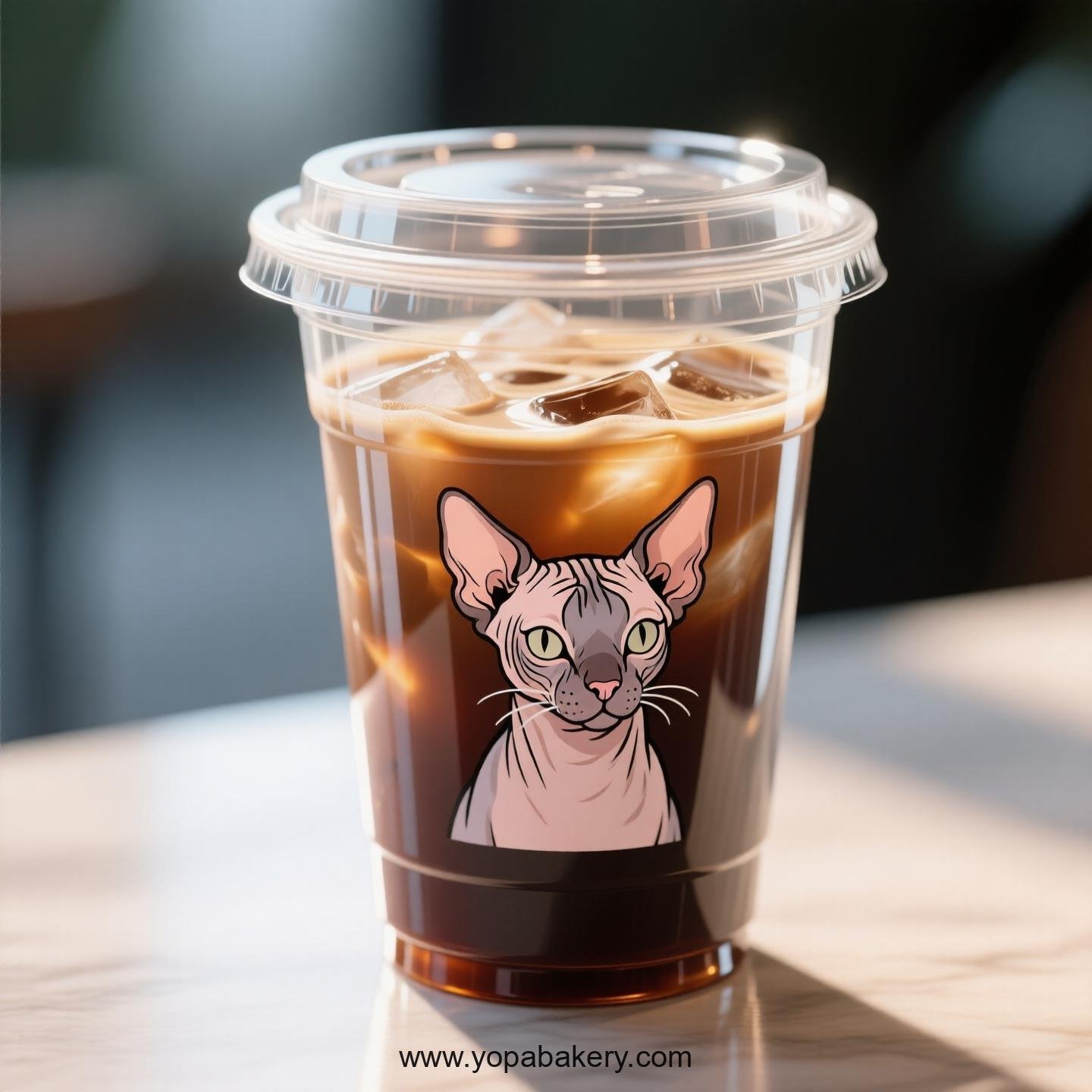 Peterbald cat Themed Clear Plastic Cups - Disposable PP & PET Coffee Cups with Lids