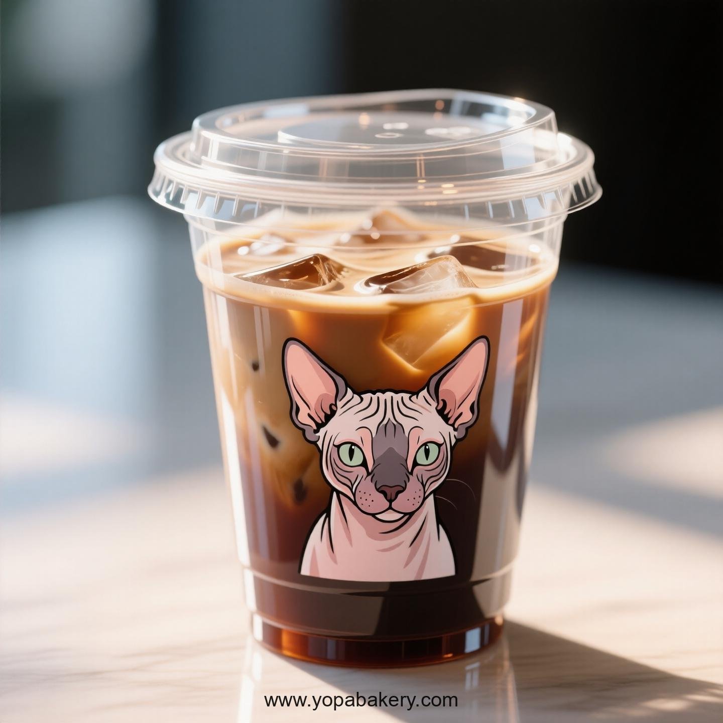 Peterbald cat Themed Clear Plastic Cups - Disposable PP & PET Coffee Cups with Lids