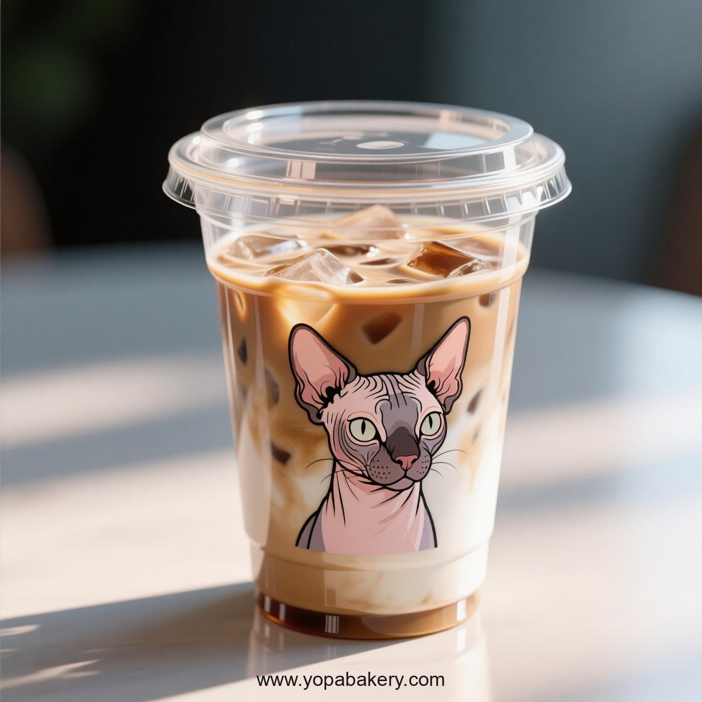 Peterbald cat Themed Clear Plastic Cups - Disposable PP & PET Coffee Cups with Lids
