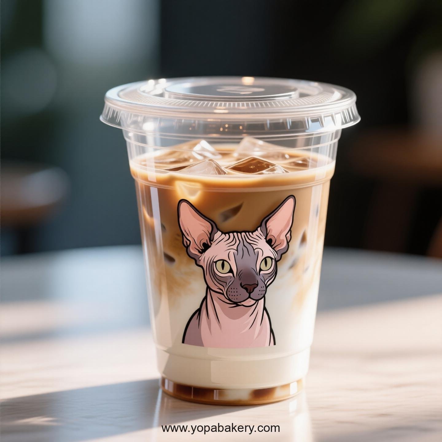 Peterbald cat Themed Clear Plastic Cups - Disposable PP & PET Coffee Cups with Lids