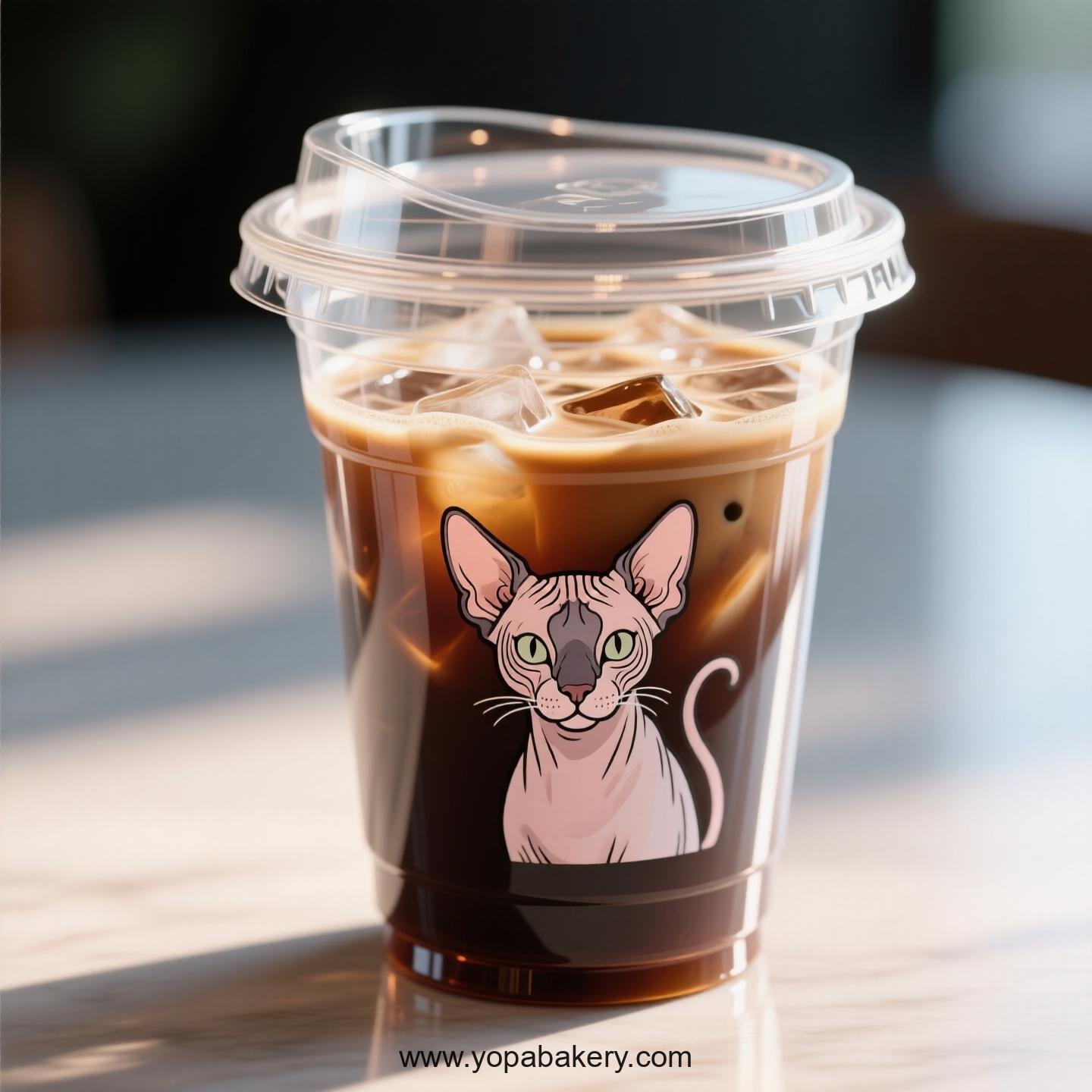 Peterbald cat Themed Clear Plastic Cups - Disposable PP & PET Coffee Cups with Lids