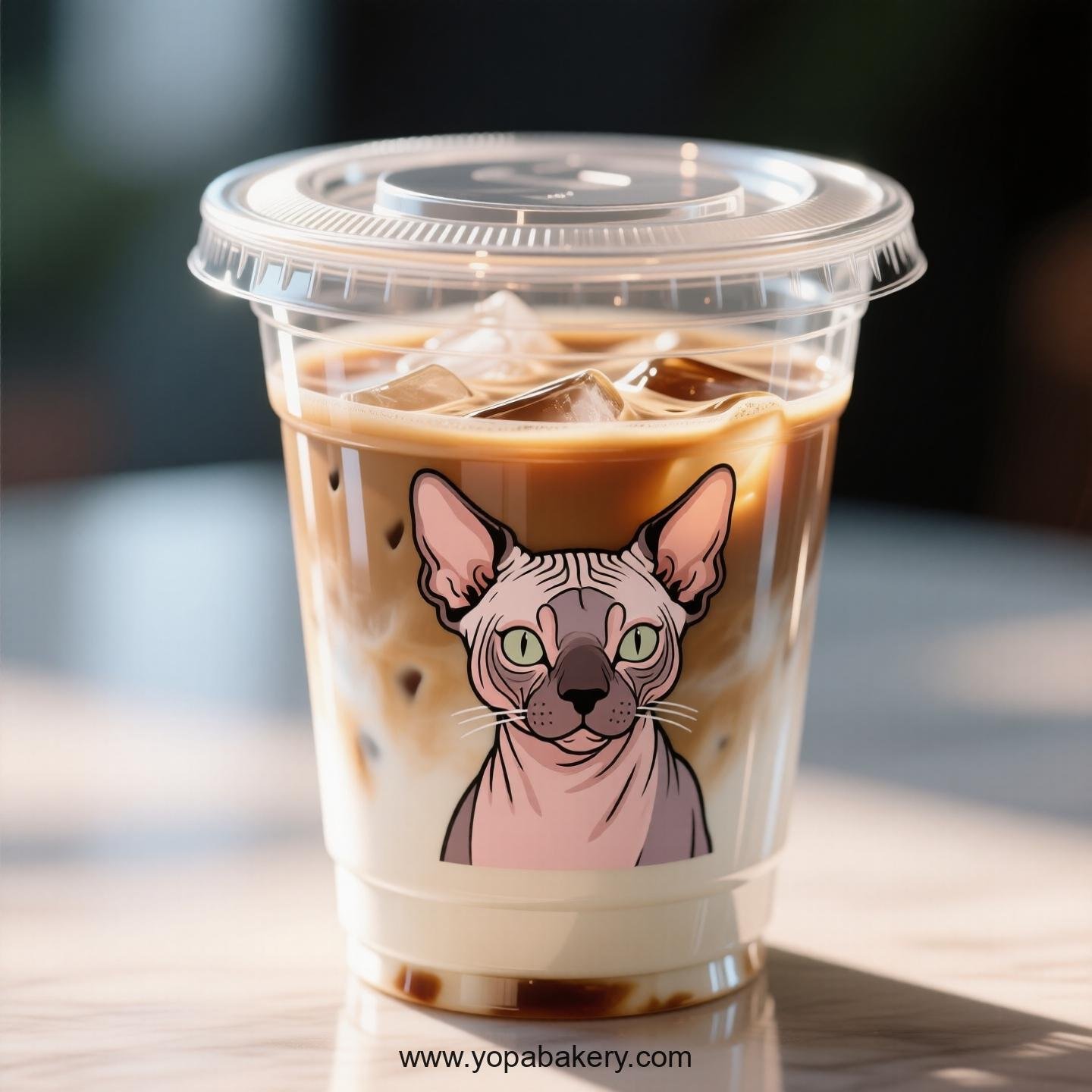Peterbald cat Themed Clear Plastic Cups - Disposable PP & PET Coffee Cups with Lids