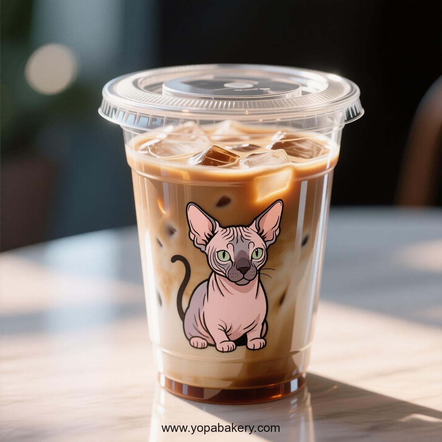 Peterbald cat Themed Clear Plastic Cups - Disposable PP & PET Coffee Cups with Lids