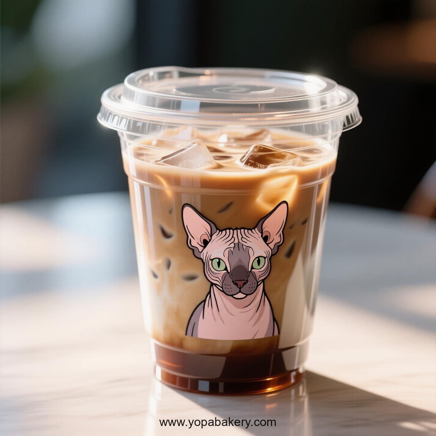 Peterbald cat Themed Clear Plastic Cups - Disposable PP & PET Coffee Cups with Lids