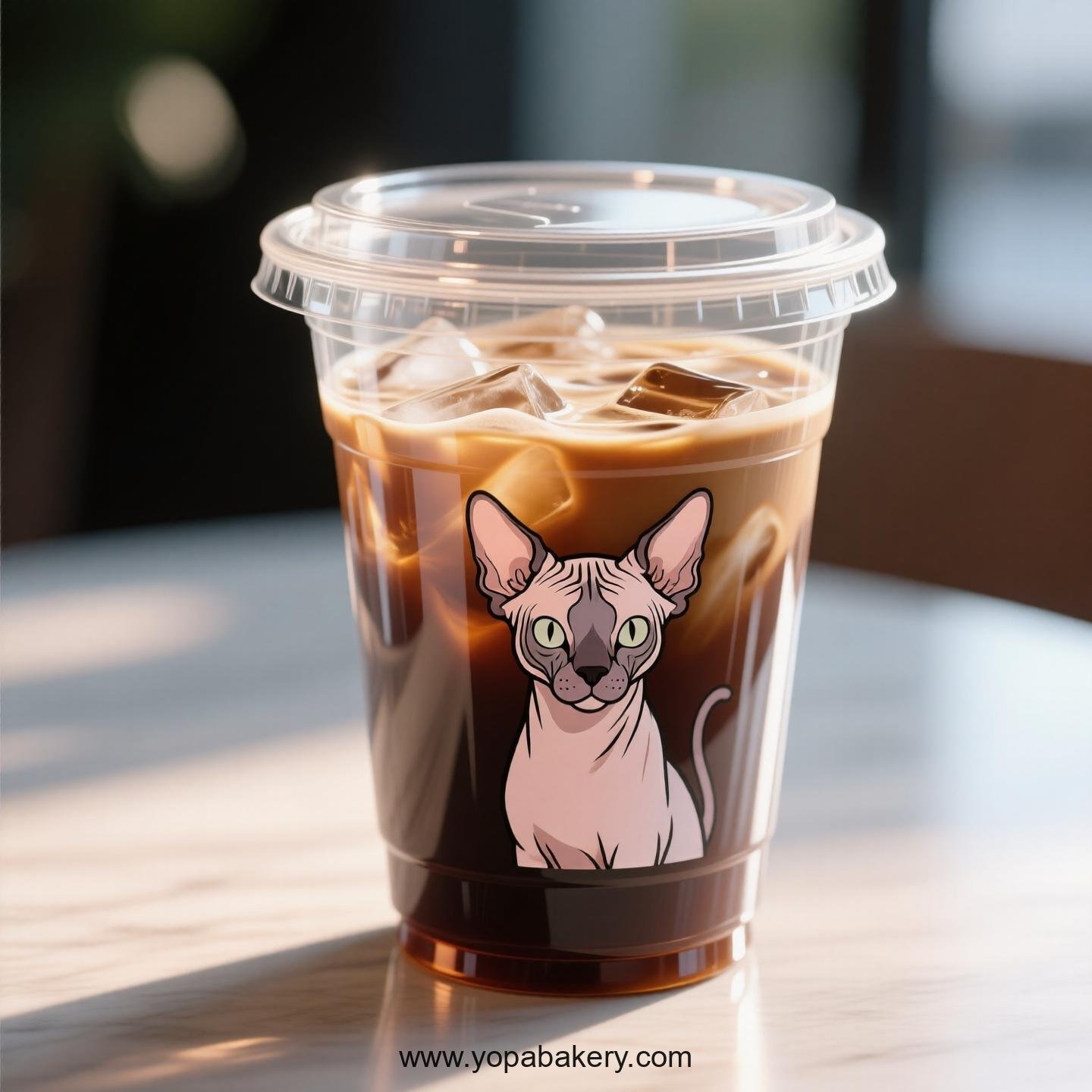 Peterbald cat Themed Clear Plastic Cups - Disposable PP & PET Coffee Cups with Lids