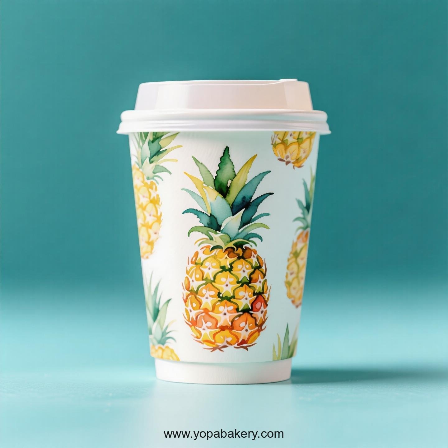 Pineapple Design Paper Coffee Cups Factory: 4-24 oz Custom Logo