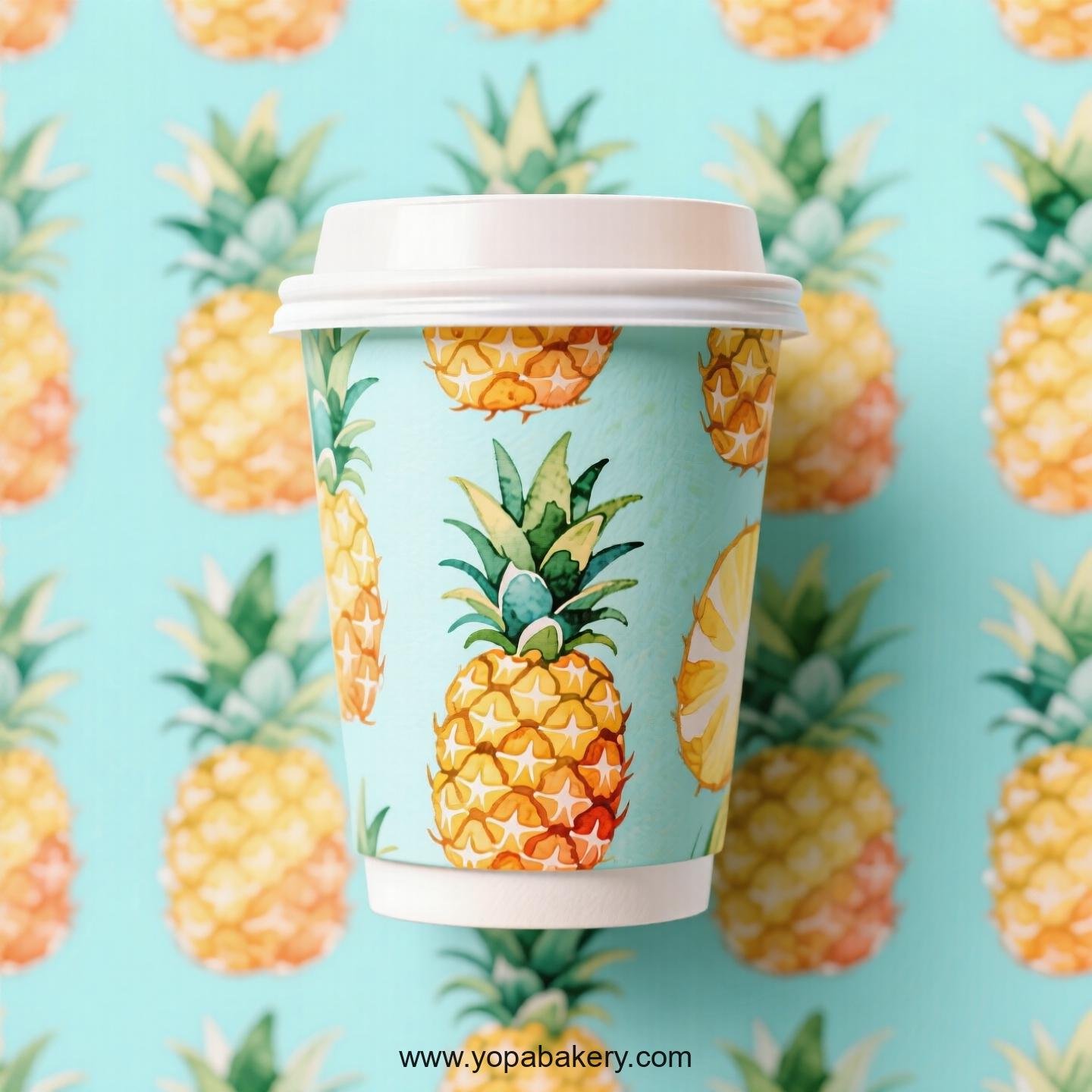 Pineapple Design Paper Coffee Cups Factory: 4-24 oz Custom Logo