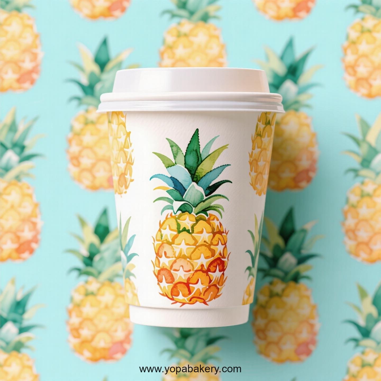 Pineapple Design Paper Coffee Cups Factory: 4-24 oz Custom Logo Pineapple Design Paper Coffee Cups Factory: 4-24 oz Custom Logo