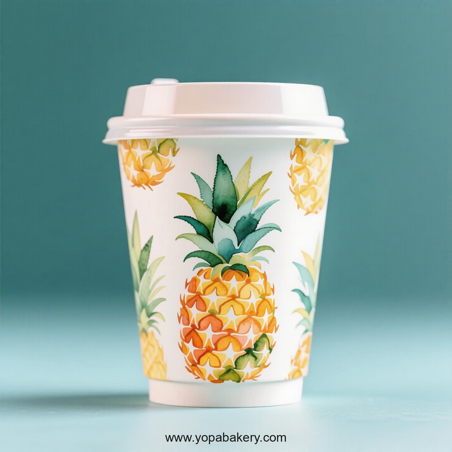 Pineapple Design Paper Coffee Cups Factory: 4-24 oz Custom Logo