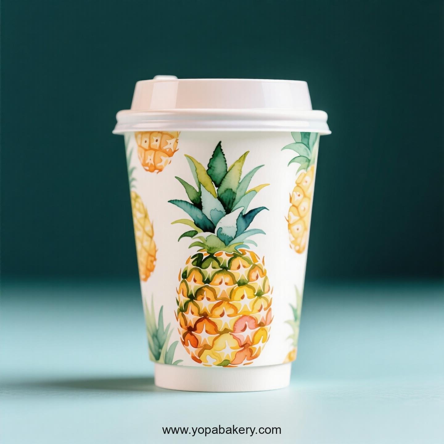 Pineapple Design Paper Coffee Cups Factory: 4-24 oz Custom Logo