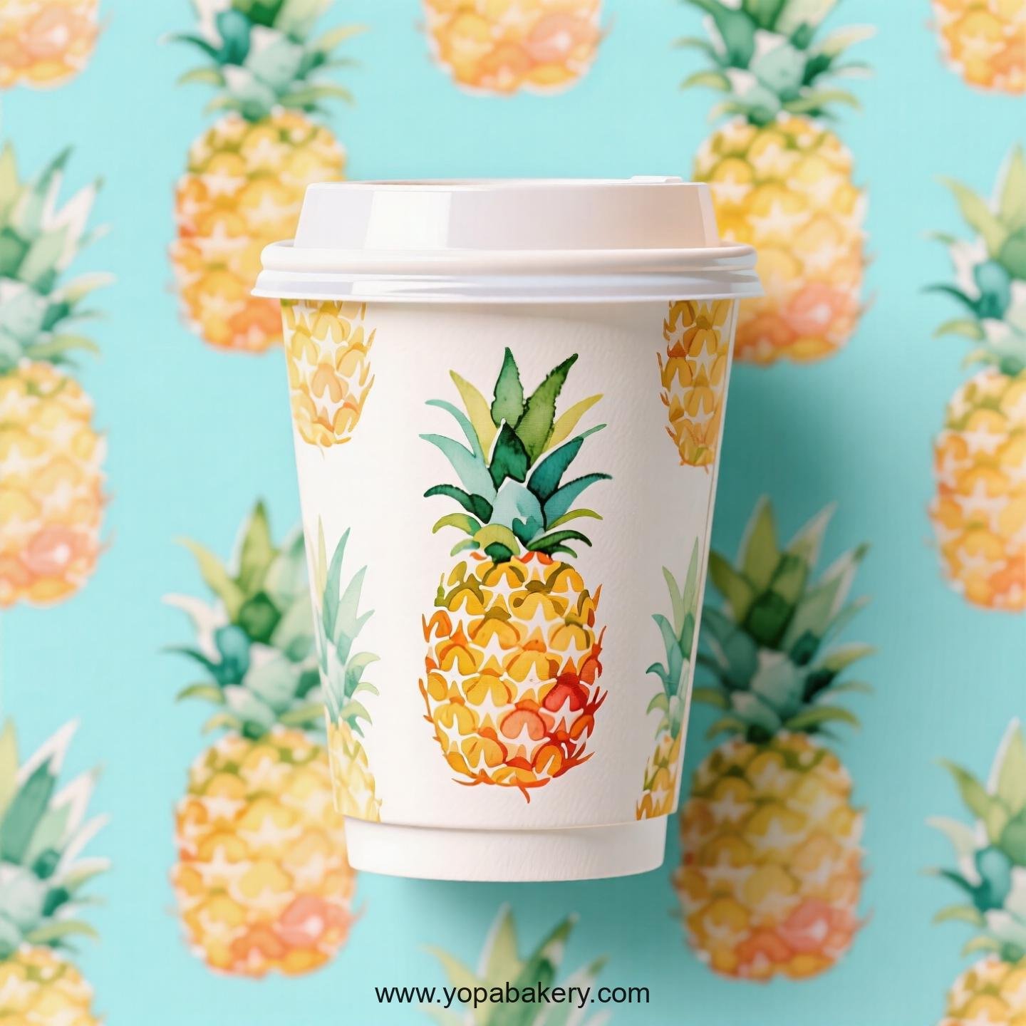 Pineapple Design Paper Coffee Cups Factory: 4-24 oz Custom Logo