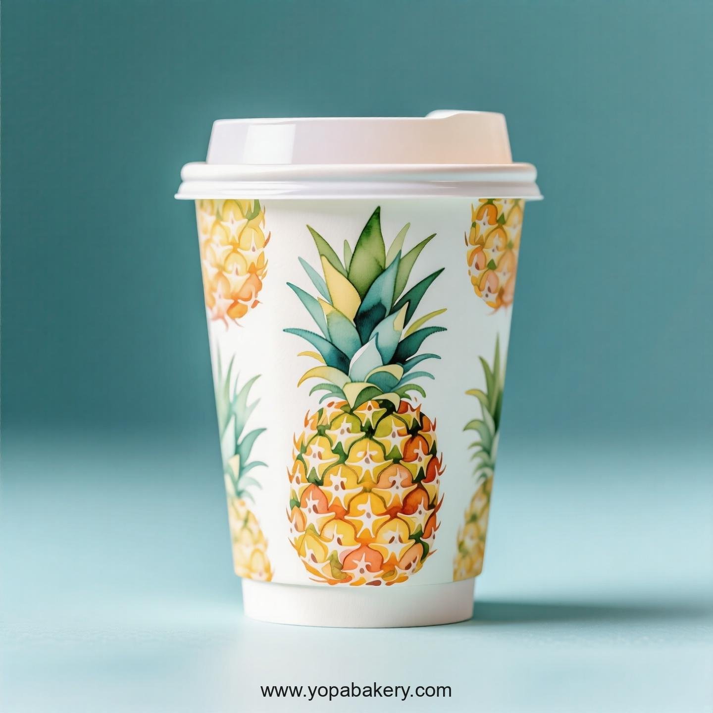 Pineapple Design Paper Coffee Cups Factory: 4-24 oz Custom Logo