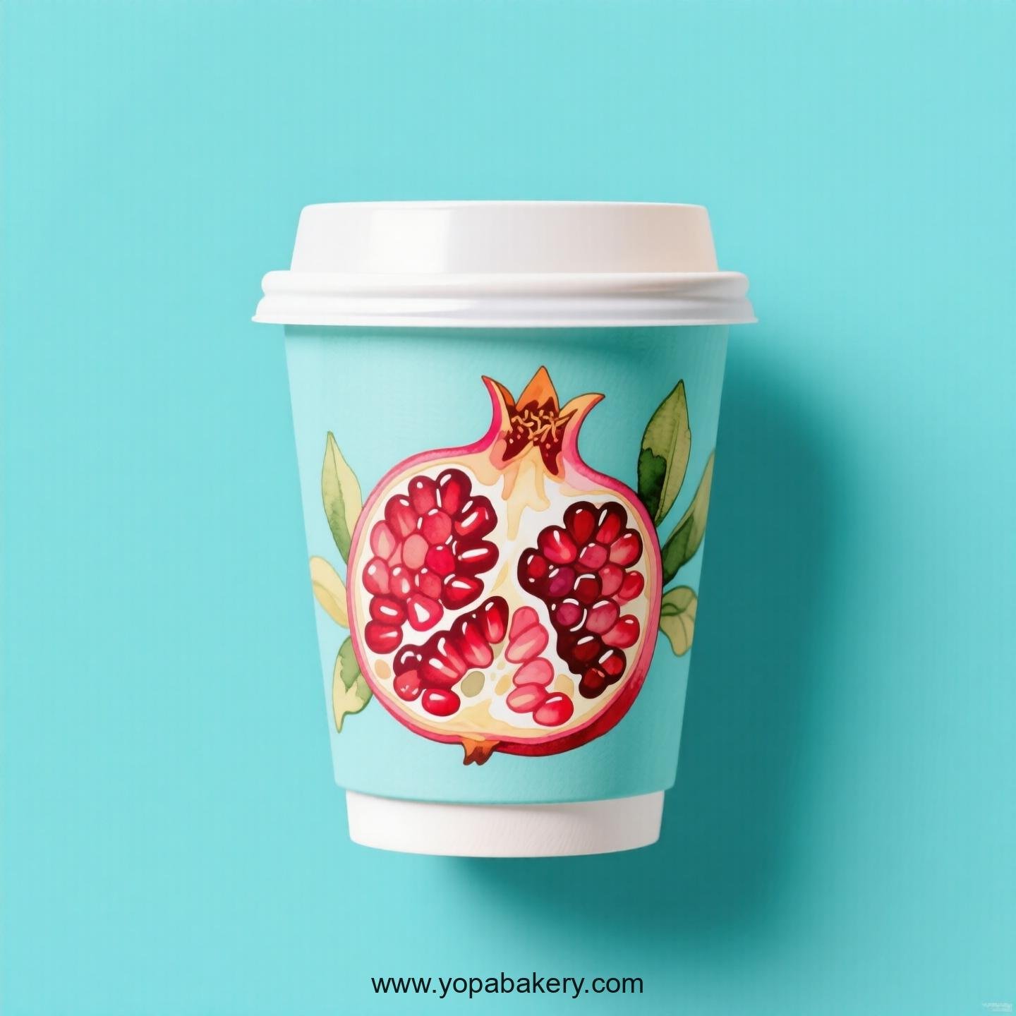 Pomegranate Design Paper Coffee Cups Factory: 4-24 oz Custom Logo