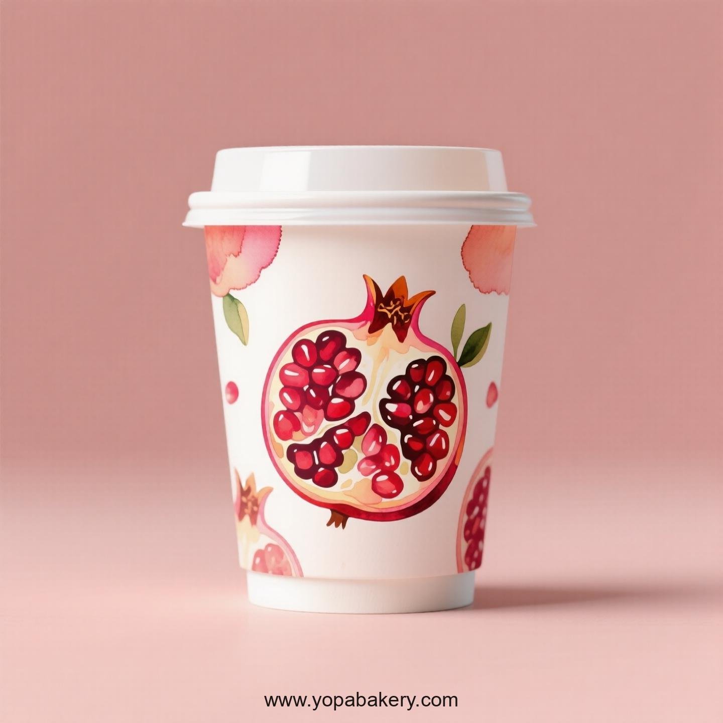 Pomegranate Design Paper Coffee Cups Factory: 4-24 oz Custom Logo