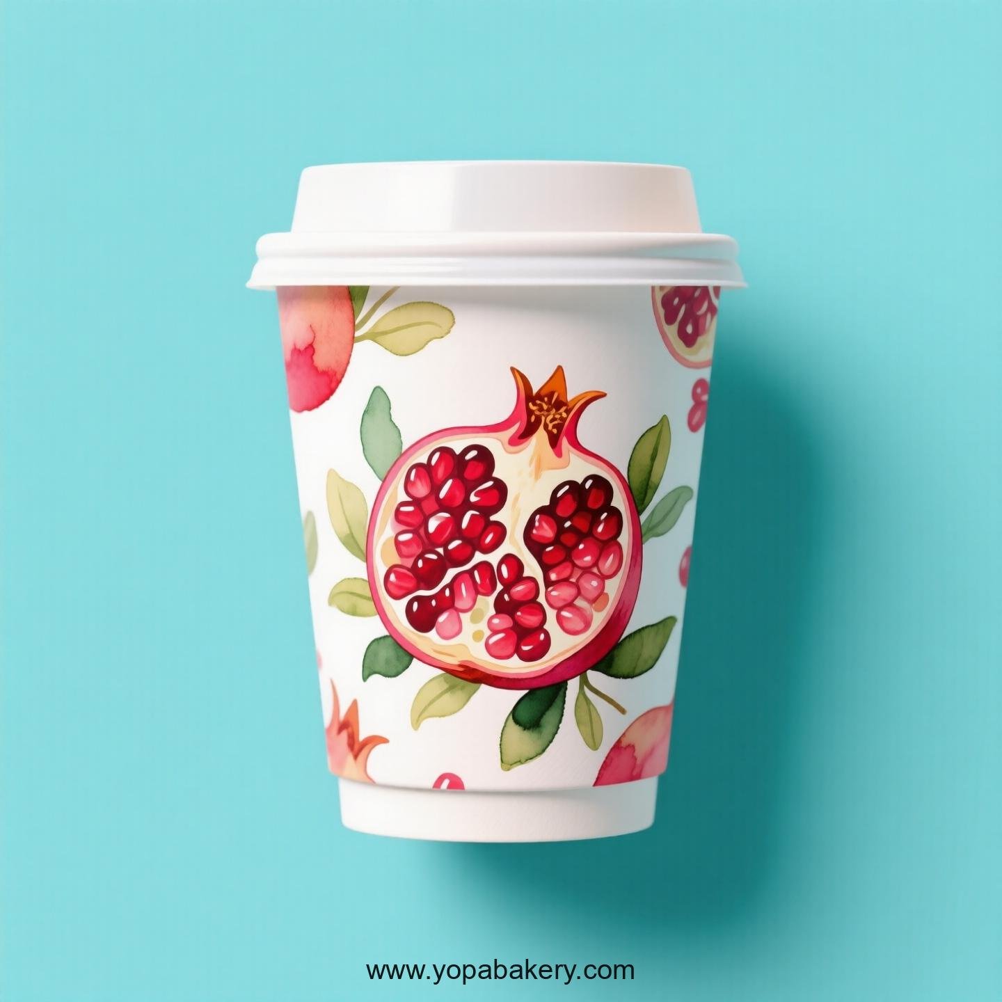 Pomegranate Design Paper Coffee Cups Factory: 4-24 oz Custom Logo