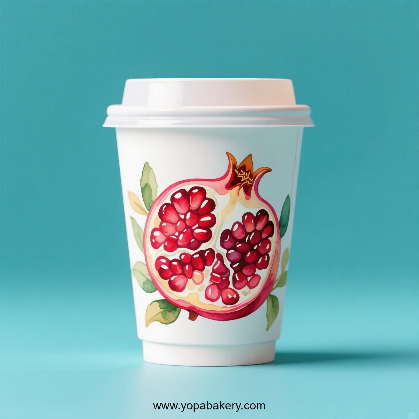 Pomegranate Design Paper Coffee Cups Factory: 4-24 oz Custom Logo