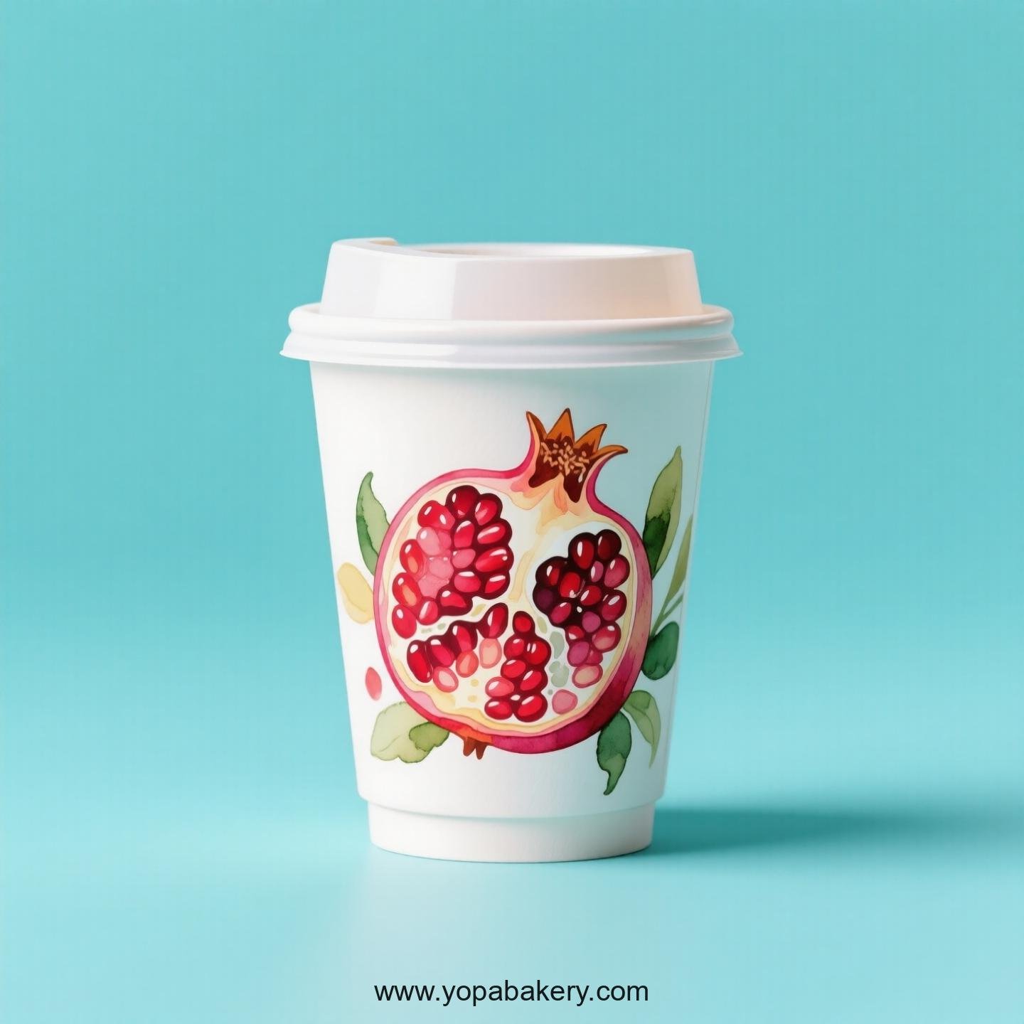 Pomegranate Design Paper Coffee Cups Factory: 4-24 oz Custom Logo
