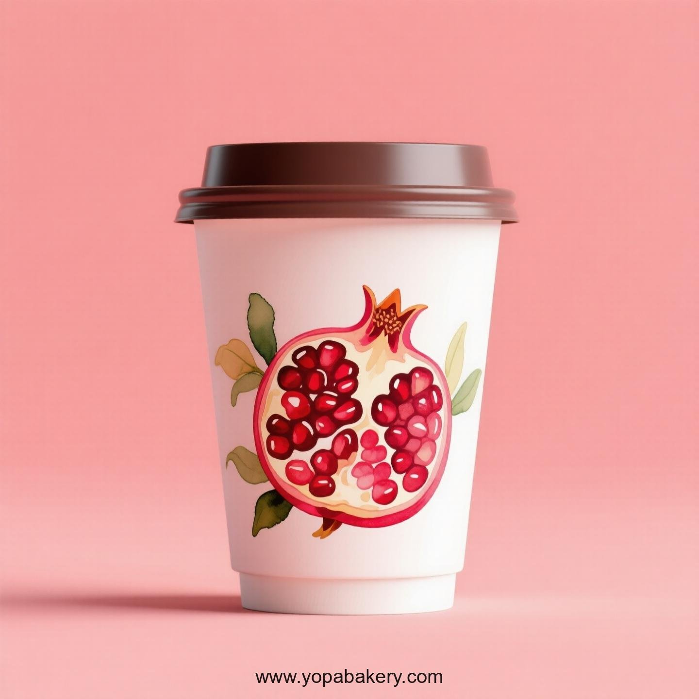 Pomegranate Design Paper Coffee Cups Factory: 4-24 oz Custom Logo