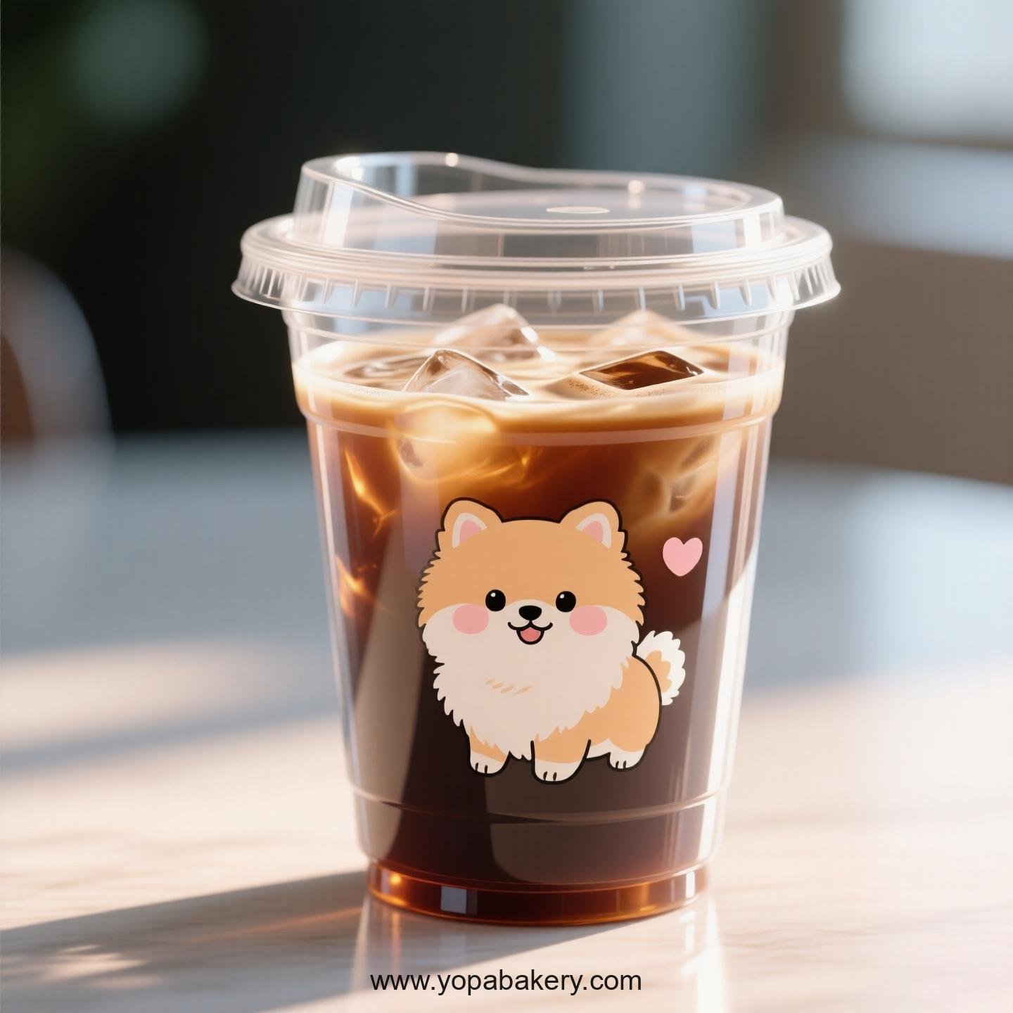 Pomeranian Dog Themed Clear Plastic Cups - Disposable PP & PET Coffee Cups with Lids