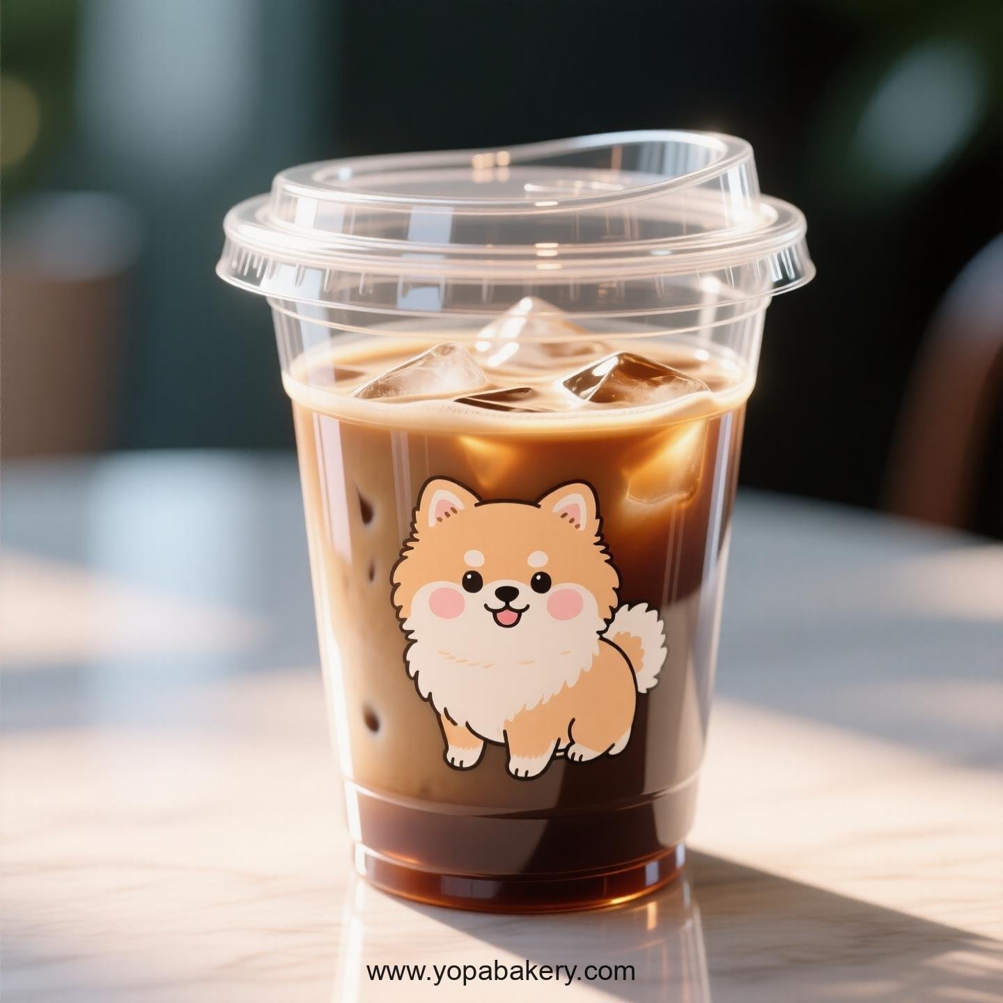 Pomeranian Dog Themed Clear Plastic Cups - Disposable PP & PET Coffee Cups with Lids
