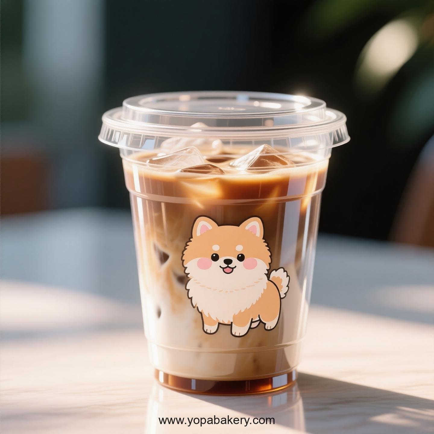 Pomeranian Dog Themed Clear Plastic Cups - Disposable PP & PET Coffee Cups with Lids