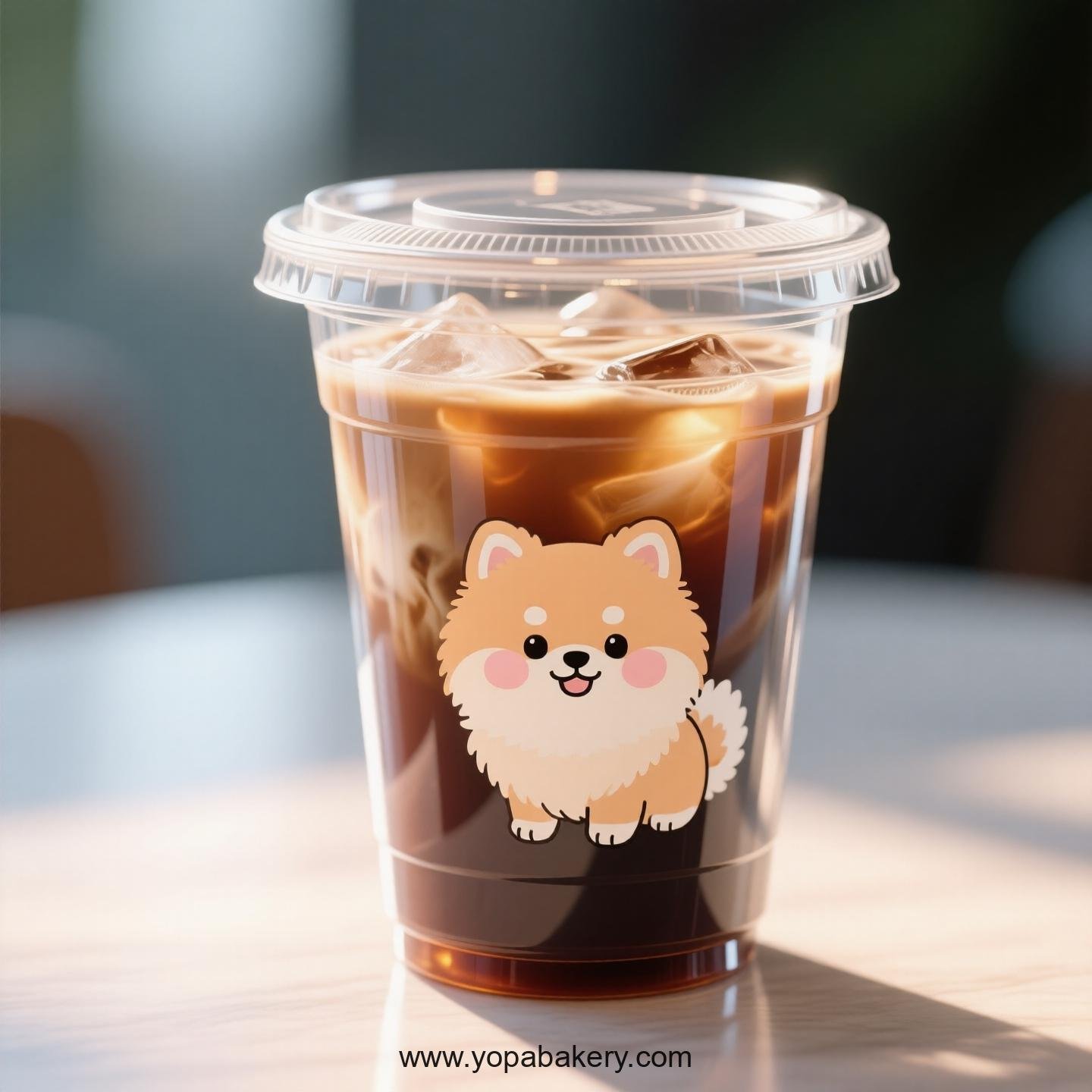 Pomeranian Dog Themed Clear Plastic Cups - Disposable PP & PET Coffee Cups with Lids