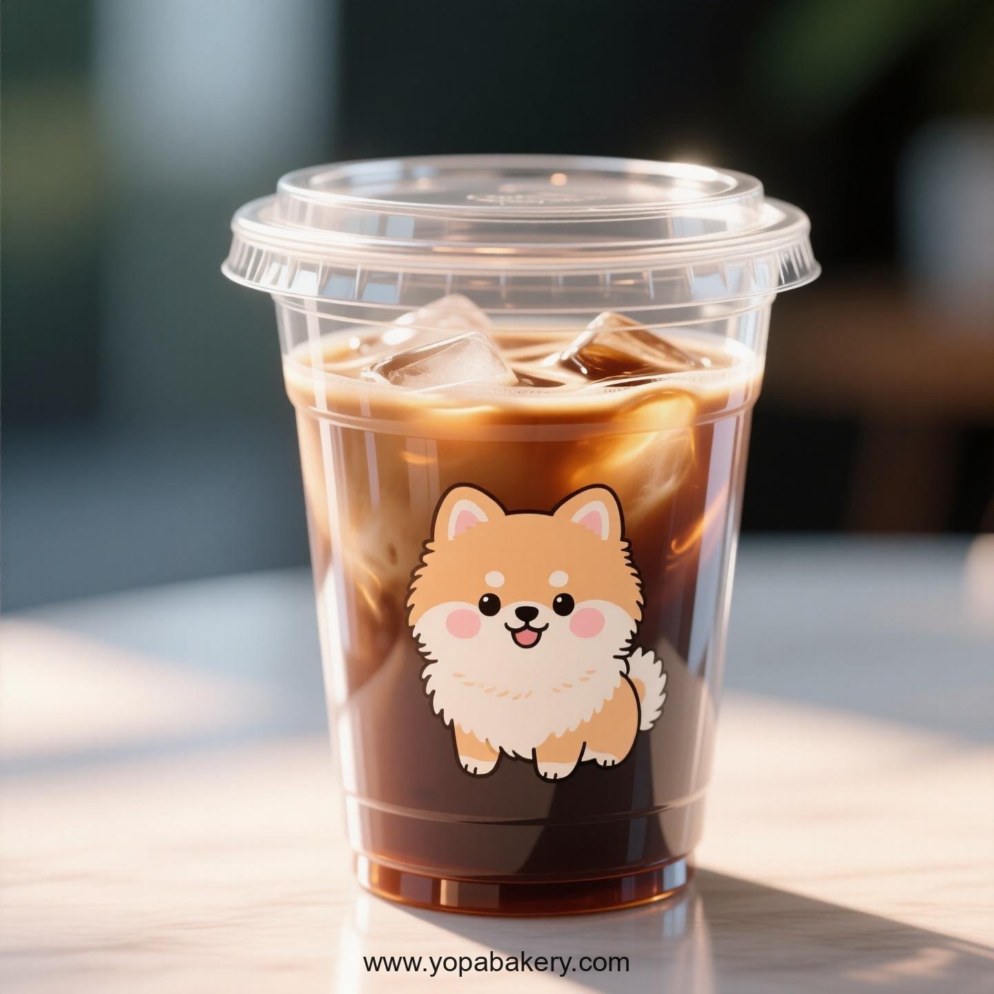 Pomeranian Dog Themed Clear Plastic Cups - Disposable PP & PET Coffee Cups with Lids