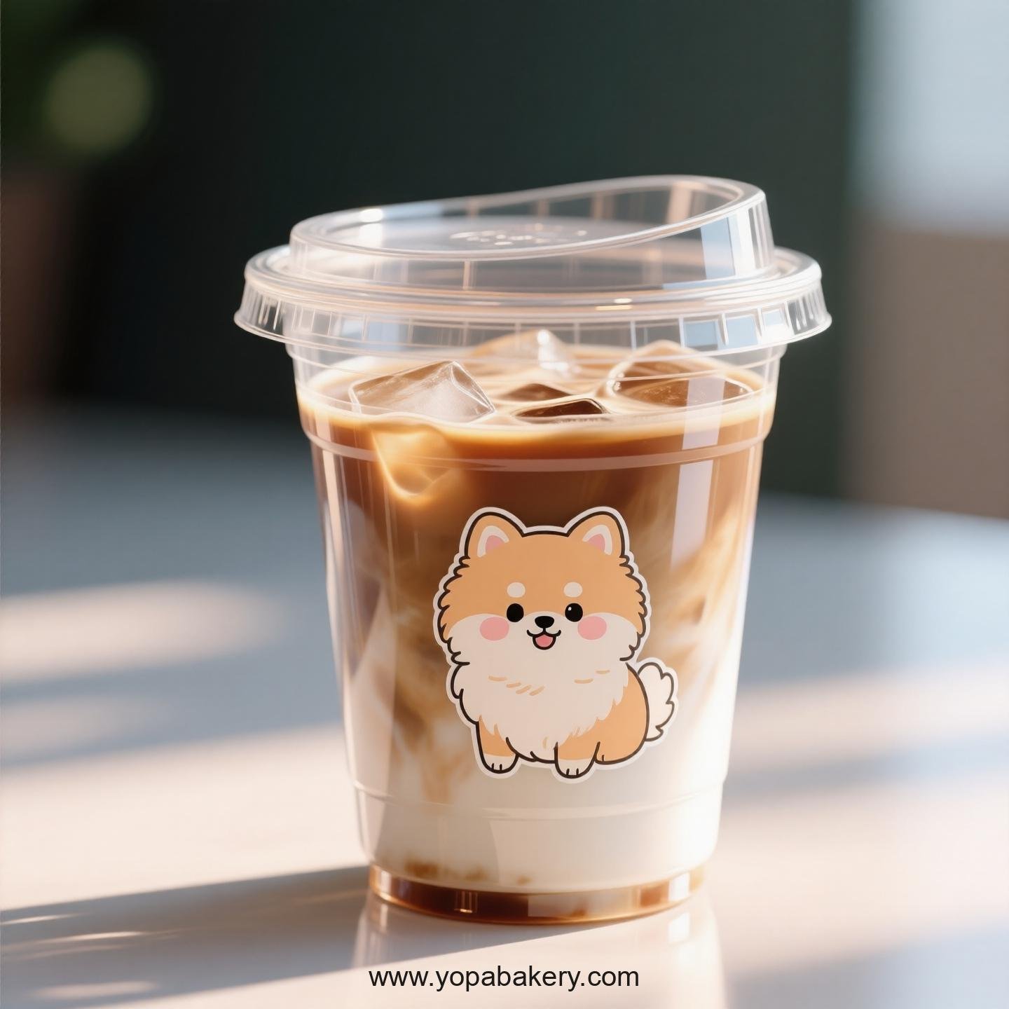 Pomeranian Dog Themed Clear Plastic Cups - Disposable PP & PET Coffee Cups with Lids