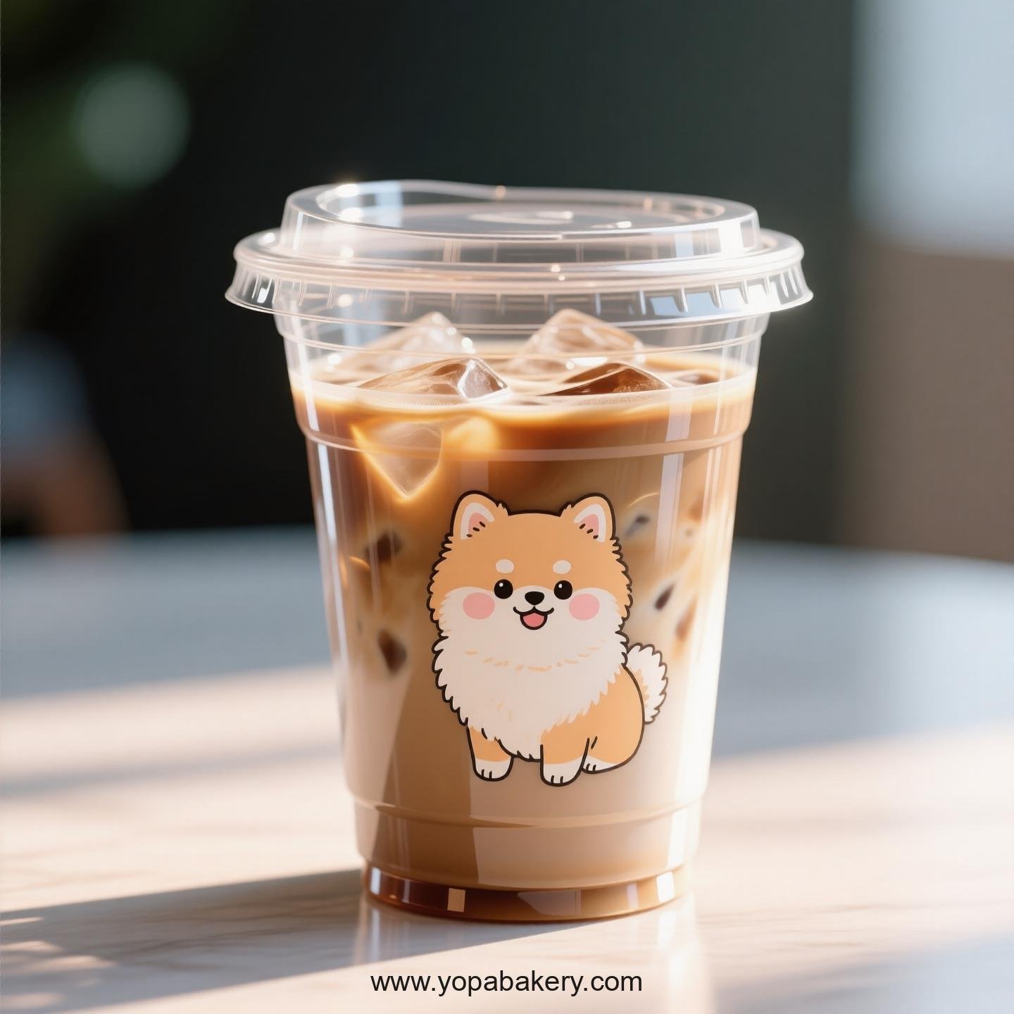 Pomeranian Dog Themed Clear Plastic Cups - Disposable PP & PET Coffee Cups with Lids