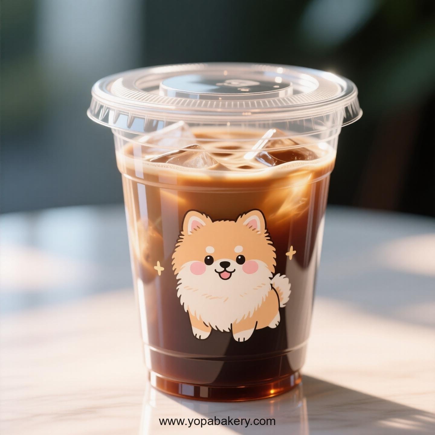 Pomeranian Dog Themed Clear Plastic Cups - Disposable PP & PET Coffee Cups with Lids