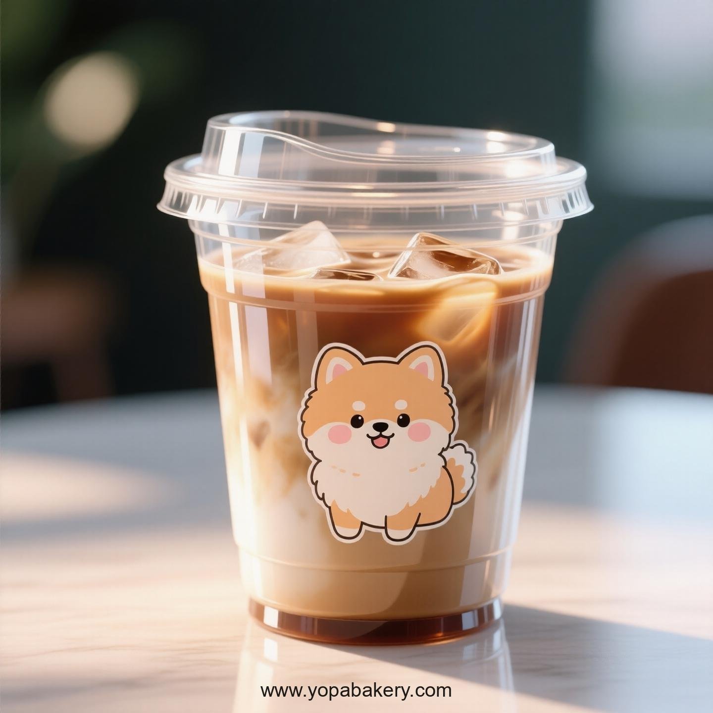 Pomeranian Dog Themed Clear Plastic Cups - Disposable PP & PET Coffee Cups with Lids