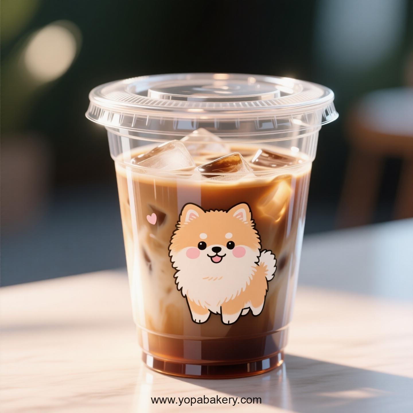 Pomeranian Dog Themed Clear Plastic Cups - Disposable PP & PET Coffee Cups with Lids
