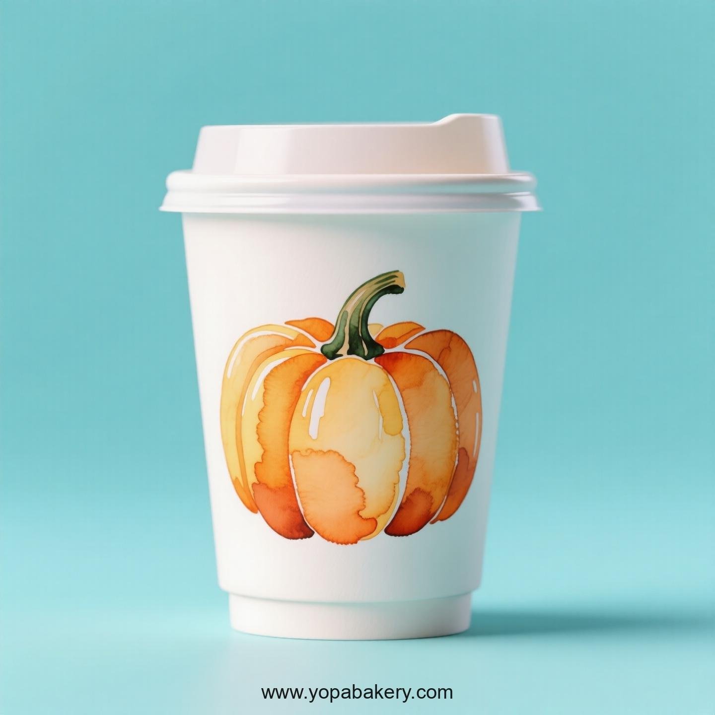 Pumpkin Design Paper Coffee Cups Factory: 4-24 oz Custom Logo